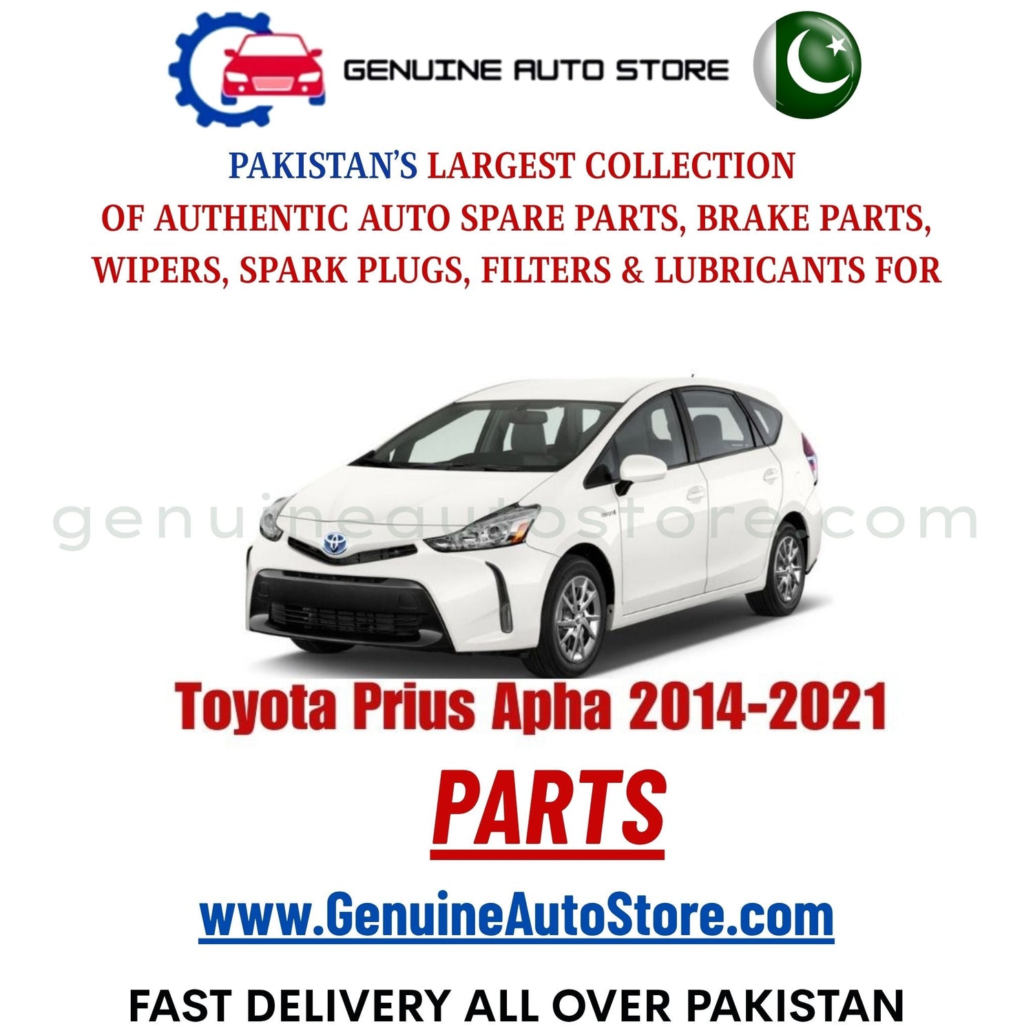Original Toyota Prius Apha 2014-2021 parts – brake pads, brake shoe, spark plugs, filters, wipers in Pakistan