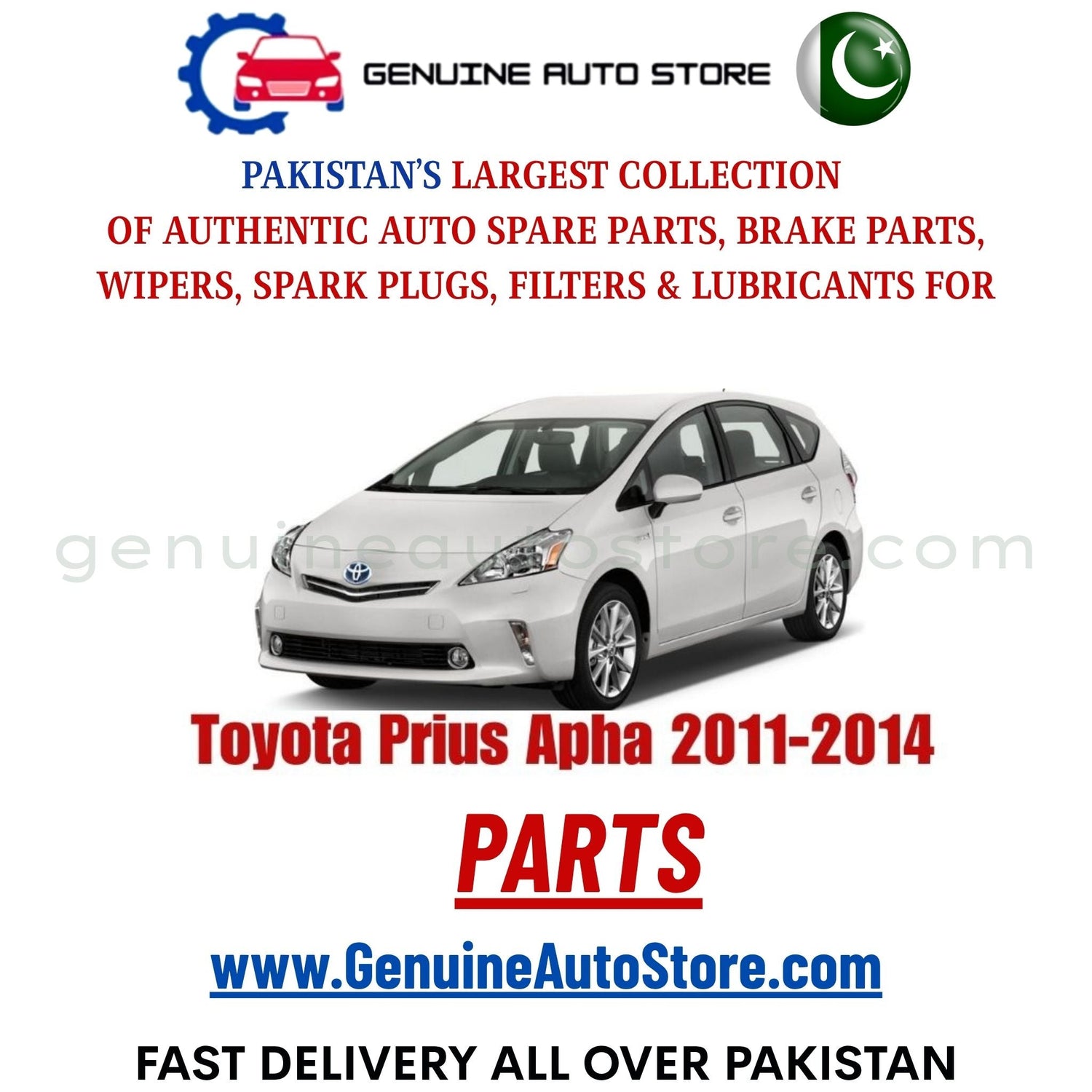 Original Toyota Prius Apha 2011-2014 parts – brake pads, brake shoe, spark plugs, filters, wipers in Pakistan