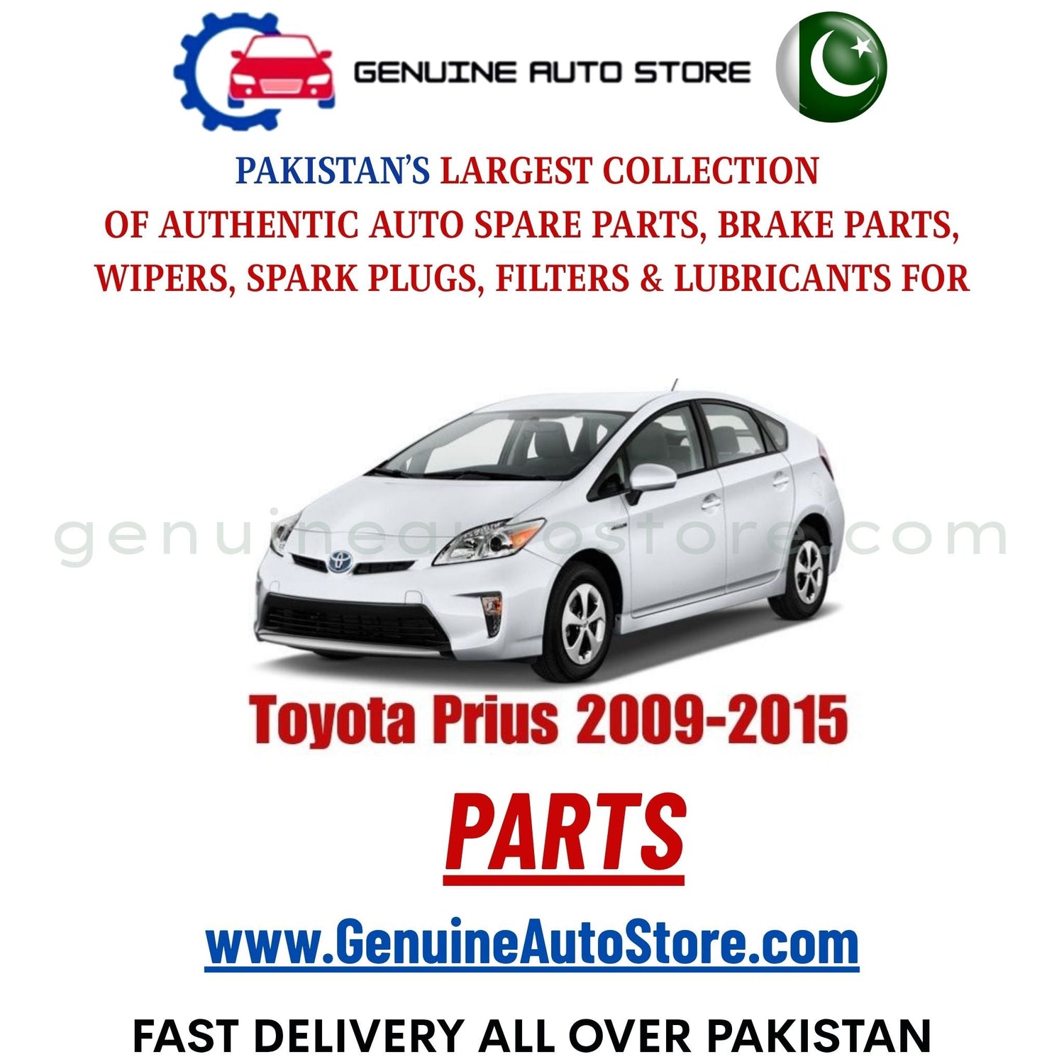 Original Toyota Prius 2009-2015 parts – brake pads, brake shoe, spark plugs, filters, wipers in Pakistan