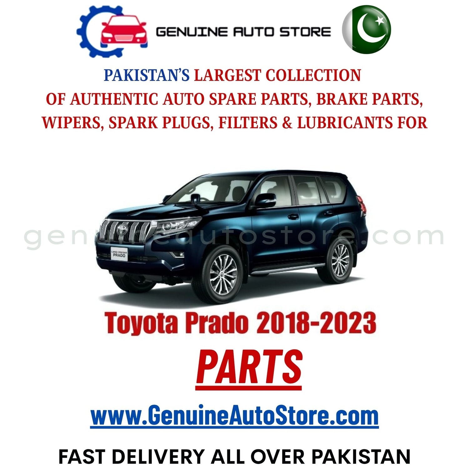 Original Toyota Prado 2018-2023 parts – brake pads, brake shoe, spark plugs, filters, wipers in Pakistan