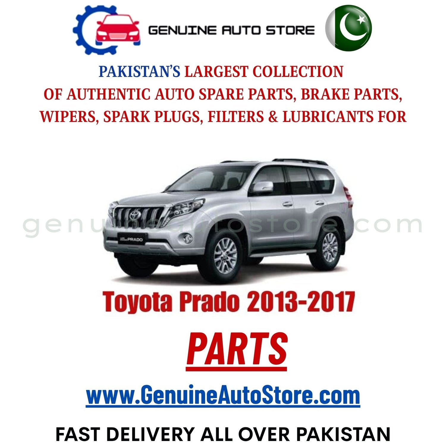 Original Toyota Prado 2013-2017 parts – brake pads, brake shoe, spark plugs, filters, wipers in Pakistan