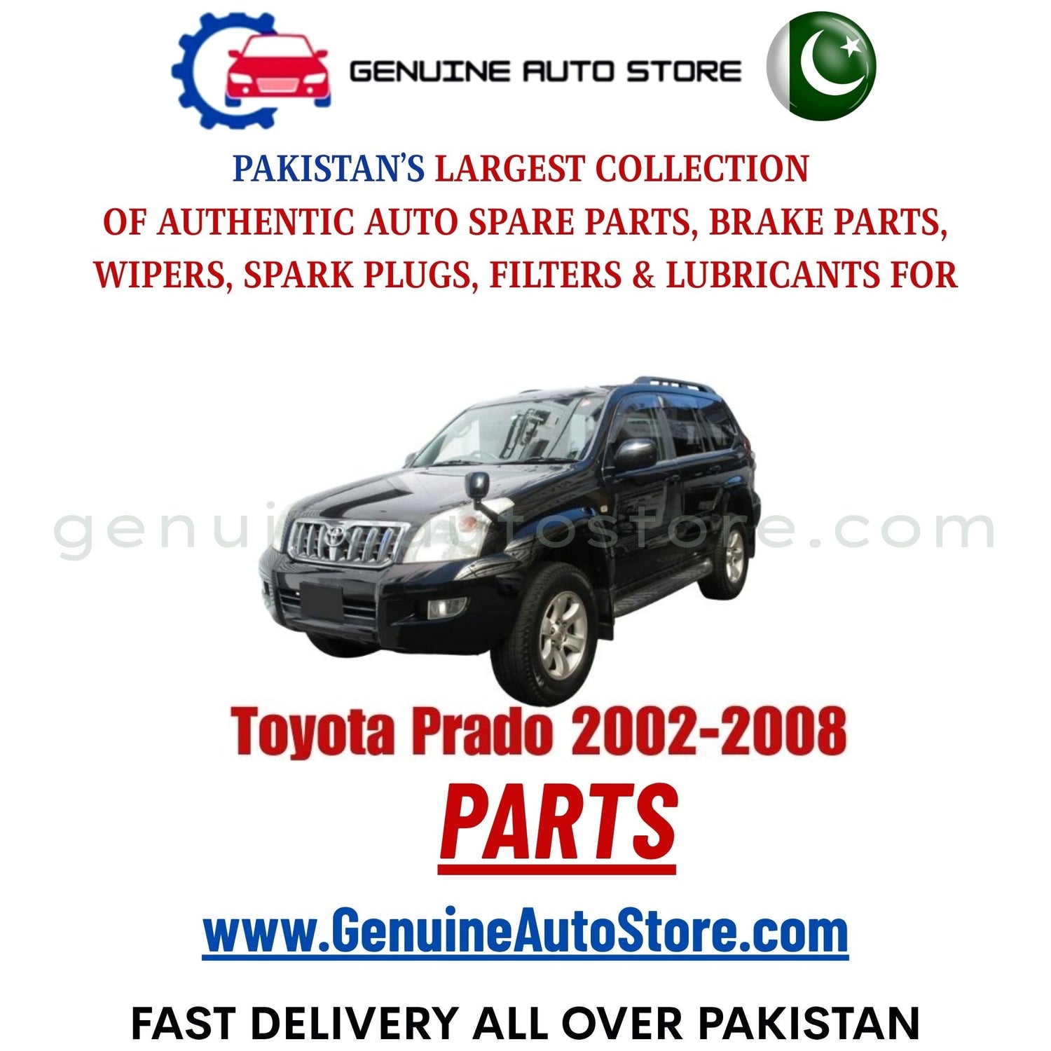 Original Toyota Prado 2002-2008 parts – brake pads, brake shoe, spark plugs, filters, wipers in Pakistan