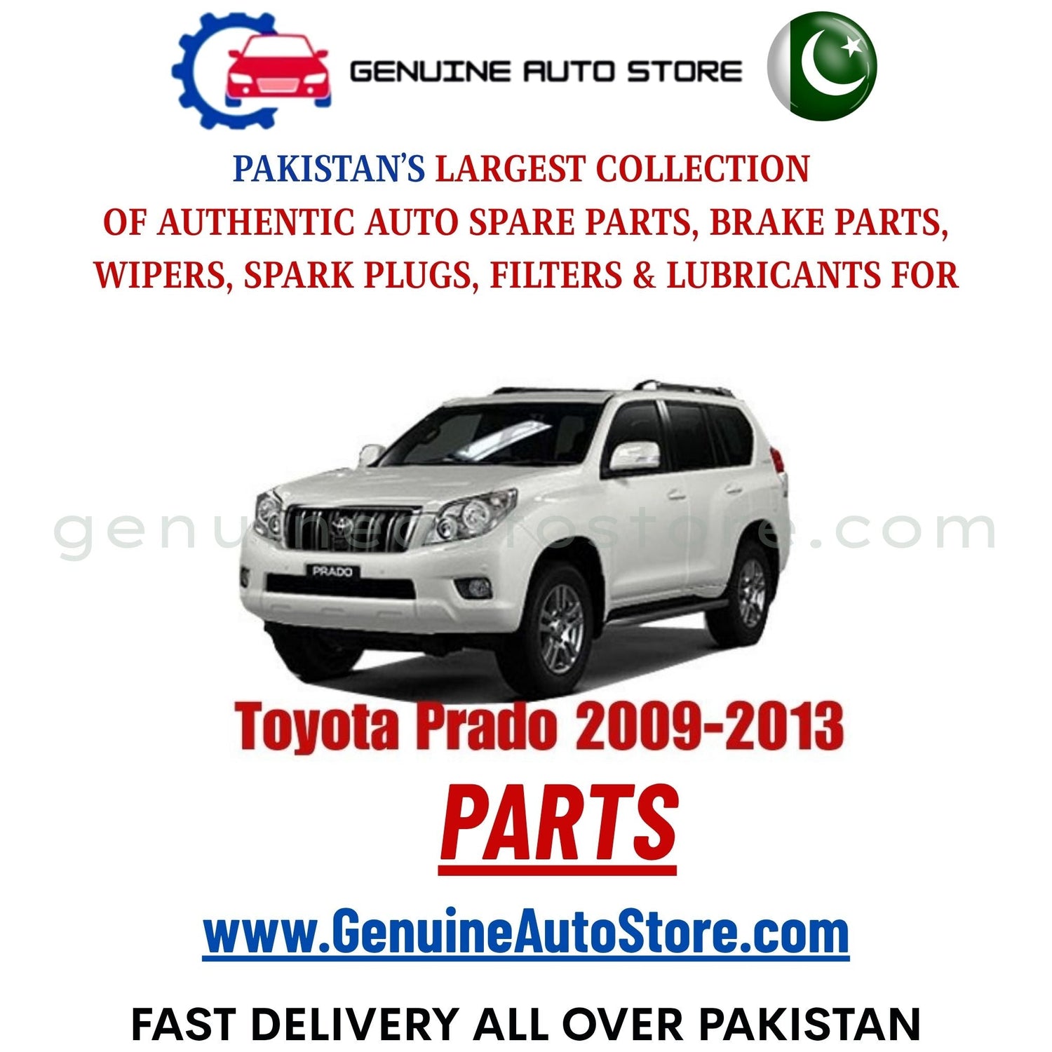 Original Toyota Prado 2009-2013 parts – brake pads, brake shoe, spark plugs, filters, wipers in Pakistan