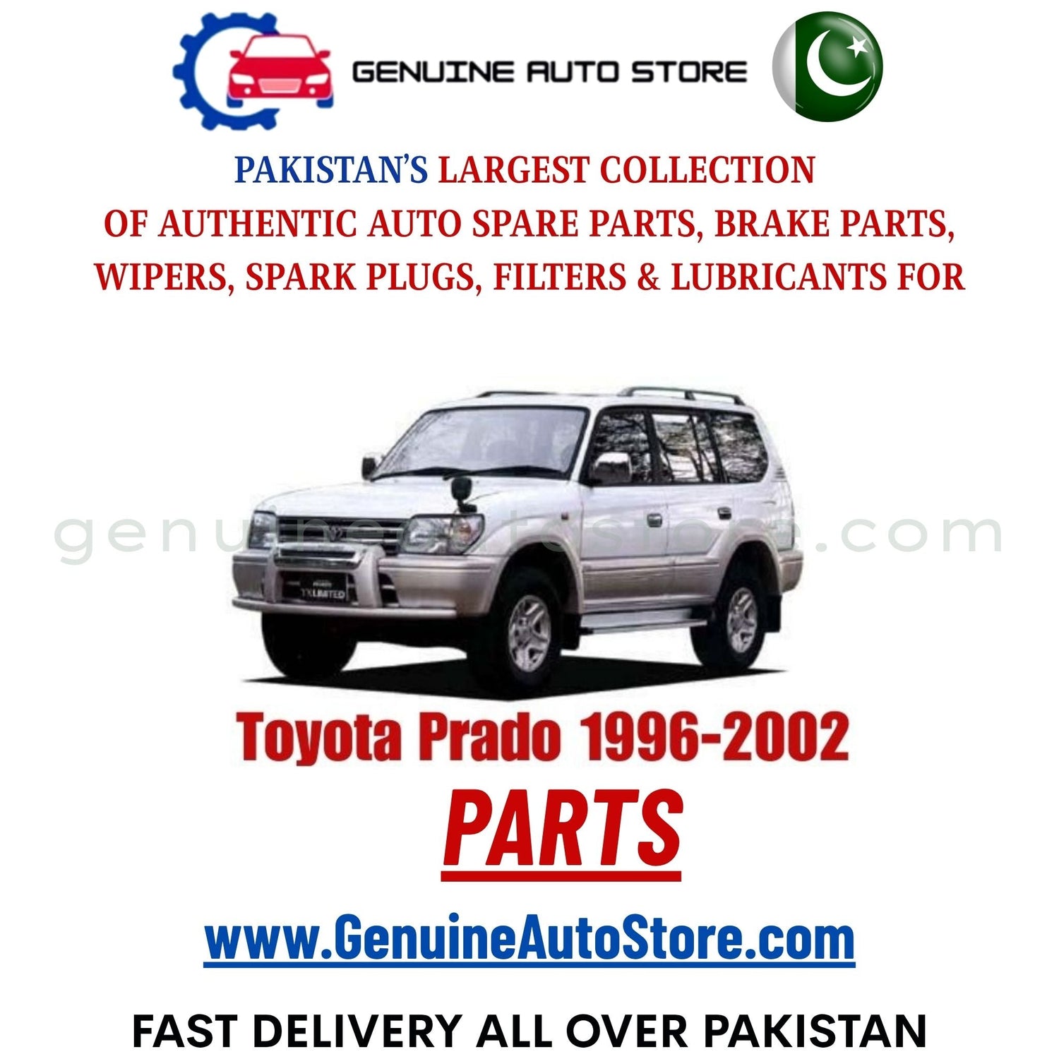 Original Toyota Prado 1996-2002 parts – brake pads, brake shoe, spark plugs, filters, wipers in PakistanOriginal Toyota Prado 1996-2002 parts – brake pads, brake shoe, spark plugs, filters, wipers in Pakistan