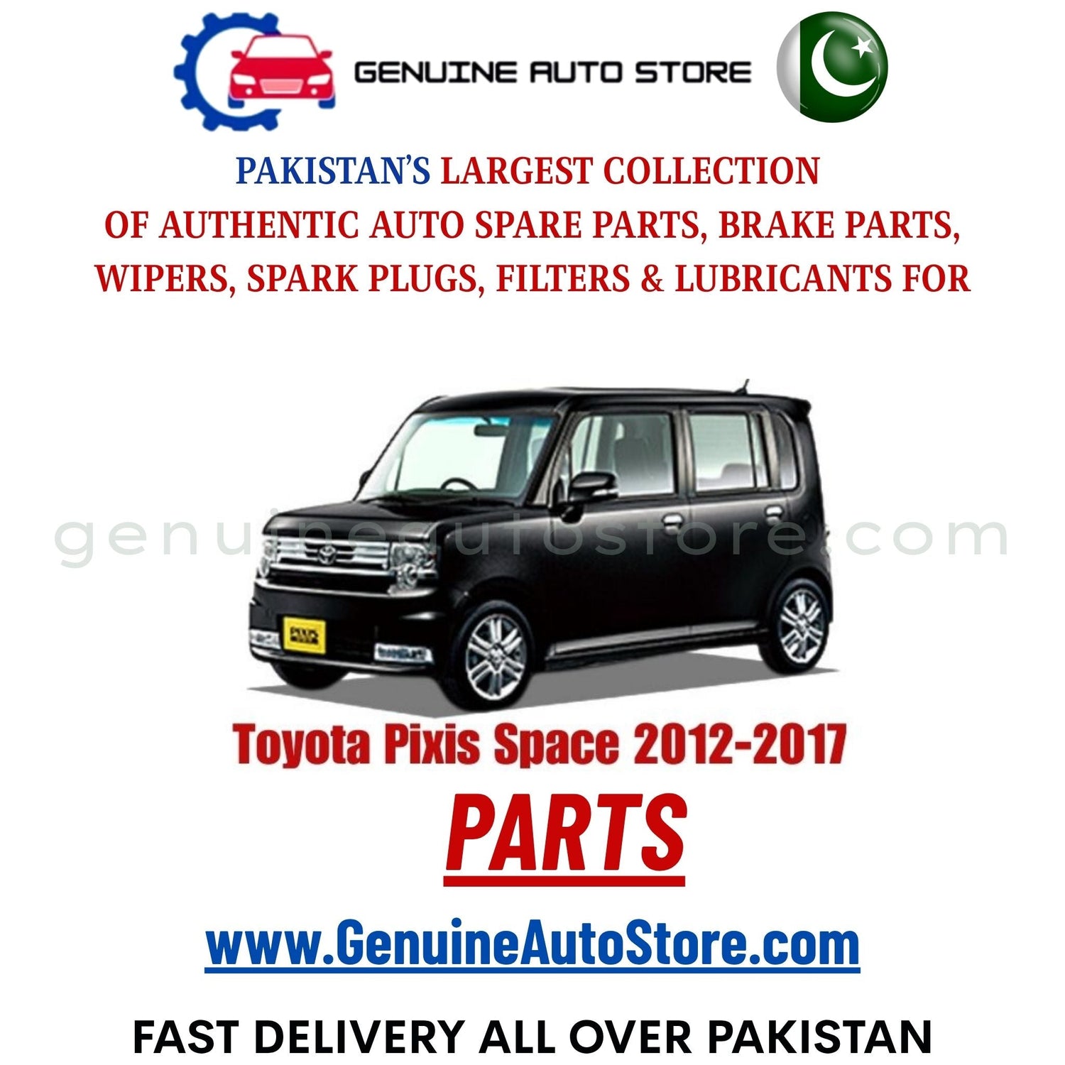 Original Toyota Pixis Space 2012-2017 parts – brake pads, brake shoe, spark plugs, filters, wipers in Pakistan