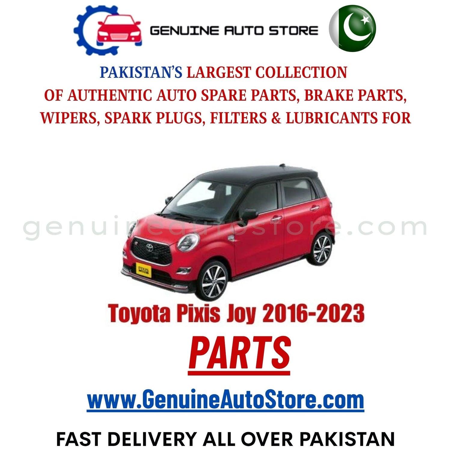 Original Toyota Pixis Joy 2016-2023 parts – brake pads, brake shoe, spark plugs, filters, wipers in Pakistan