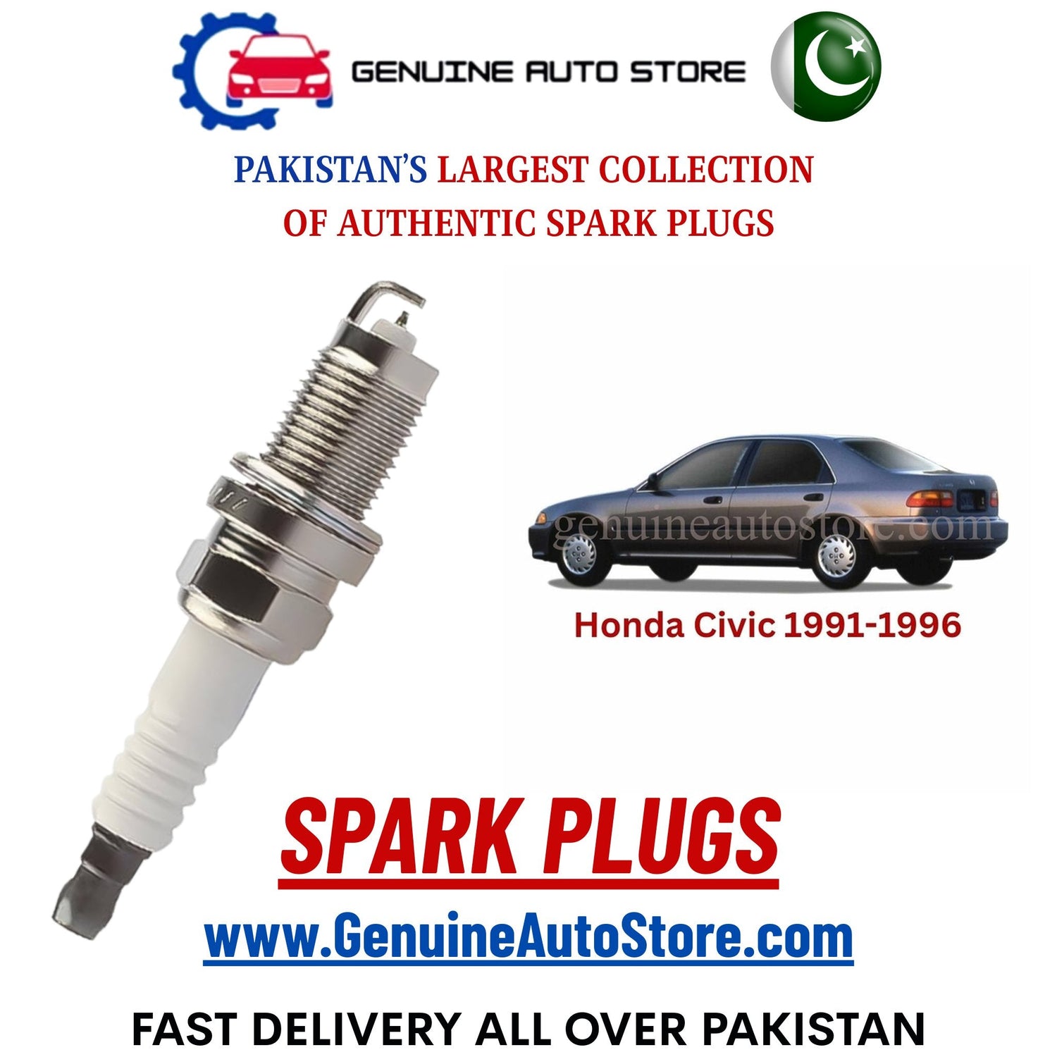 Original Iridium Honda Civic 1991-1996 spark plugs in Pakistan