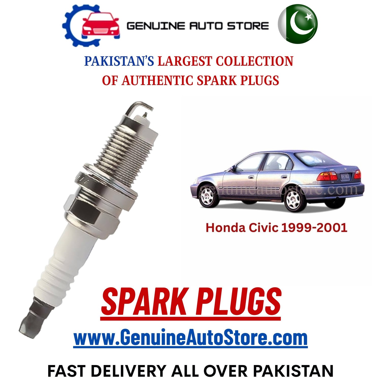 Original Iridium Honda Civic 1991-2001 spark plugs in Pakistan