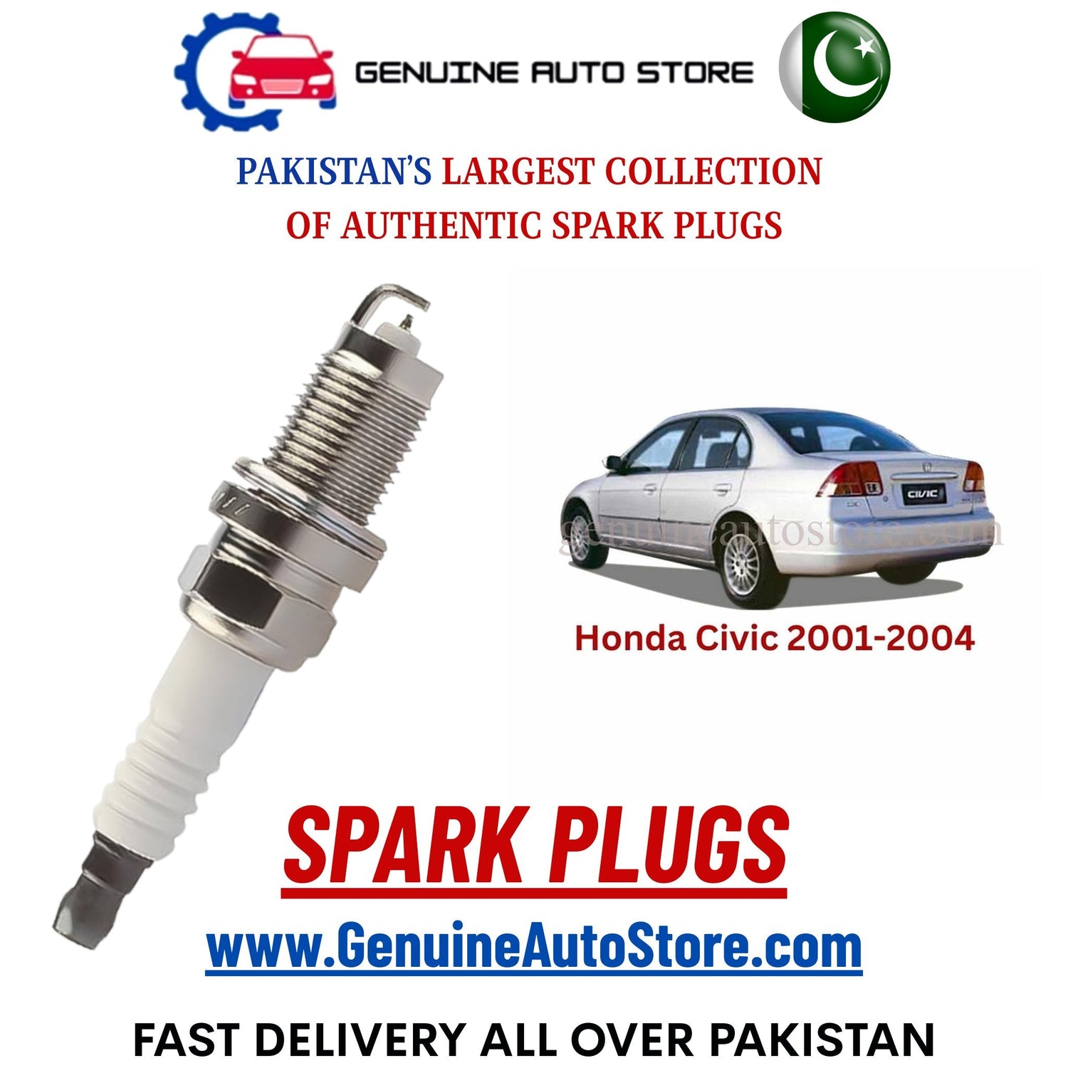 Original Iridium Honda Civic 2001-2004 spark plugs in Pakistan