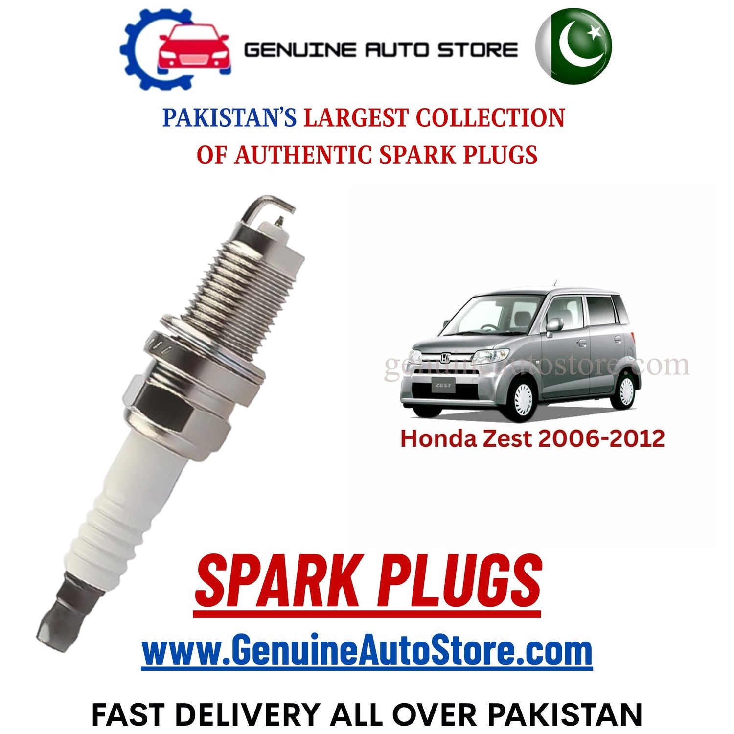 Original Iridium Honda Zest 2006-2012 spark plugs in Pakistan