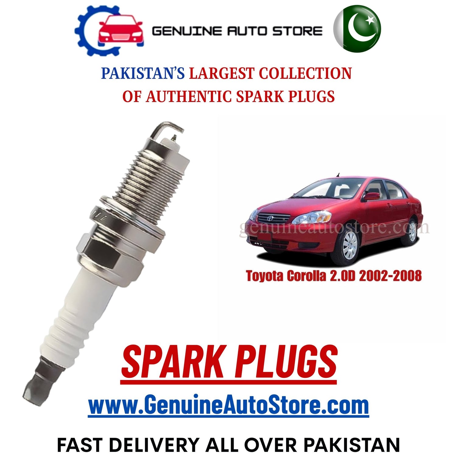 Original Iridium Toyota Corolla 2.0D 2002-2008 spark plugs in Pakistan