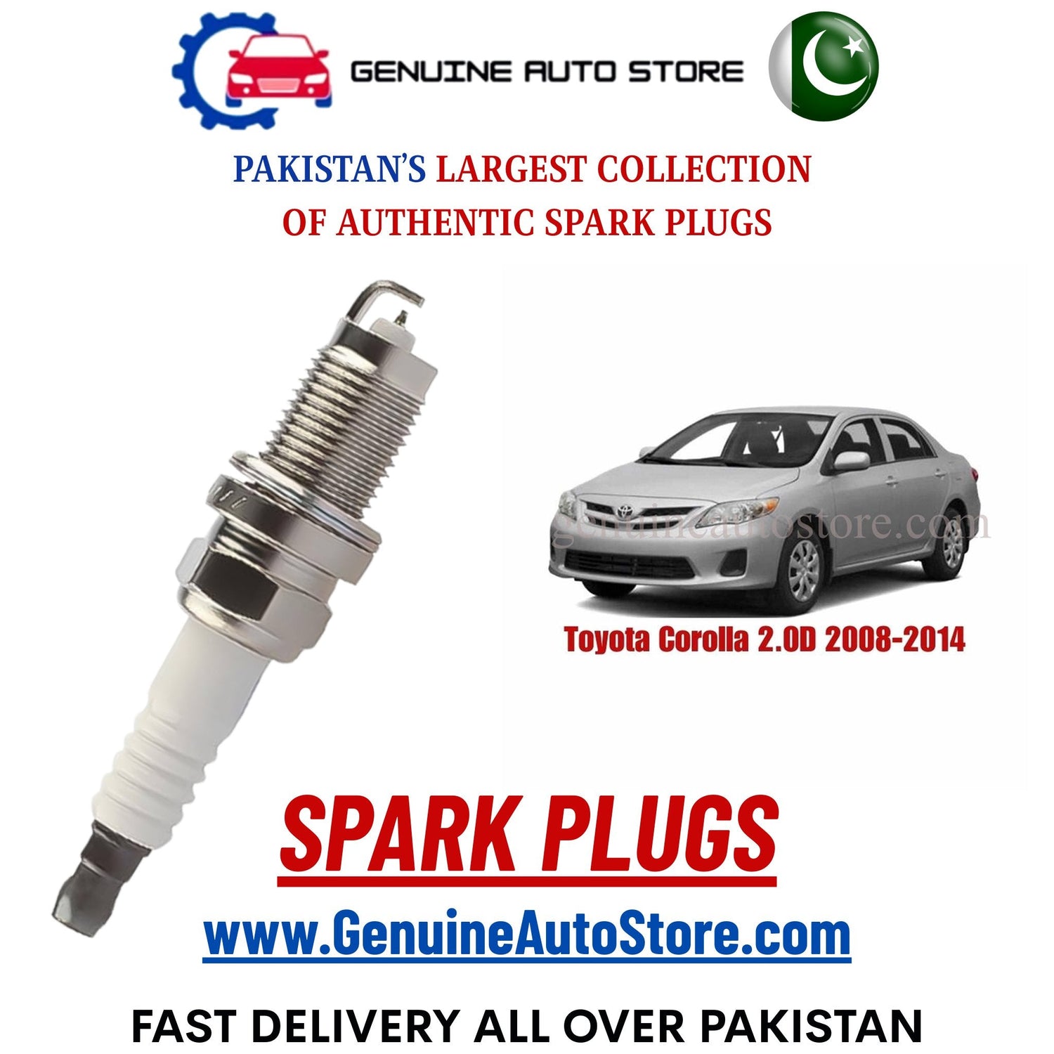 Original Iridium Toyota Corolla 2.0D 2008-2014 spark plugs in Pakistan