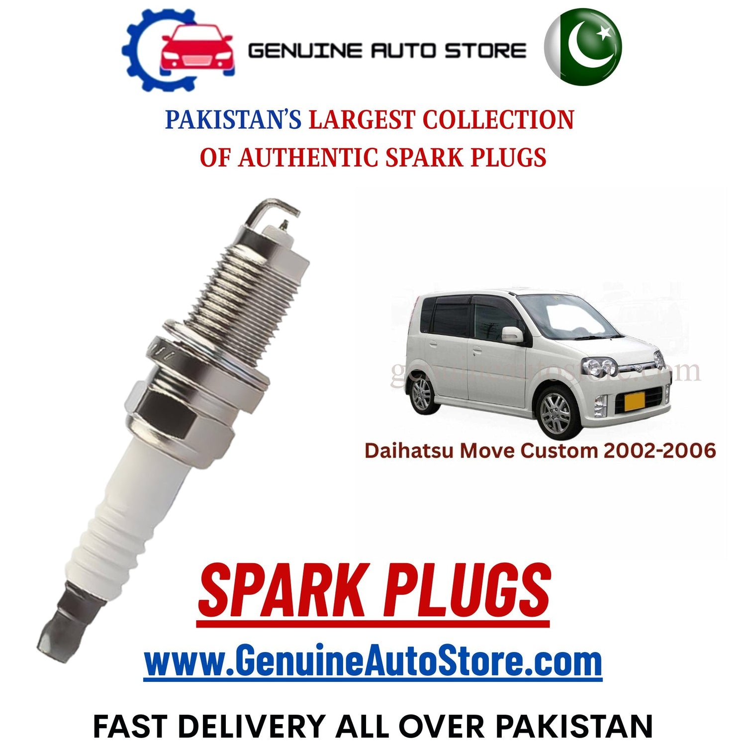 Original Iridium Daihatsu Move Custom 2002-2006 spark plugs in Pakistan