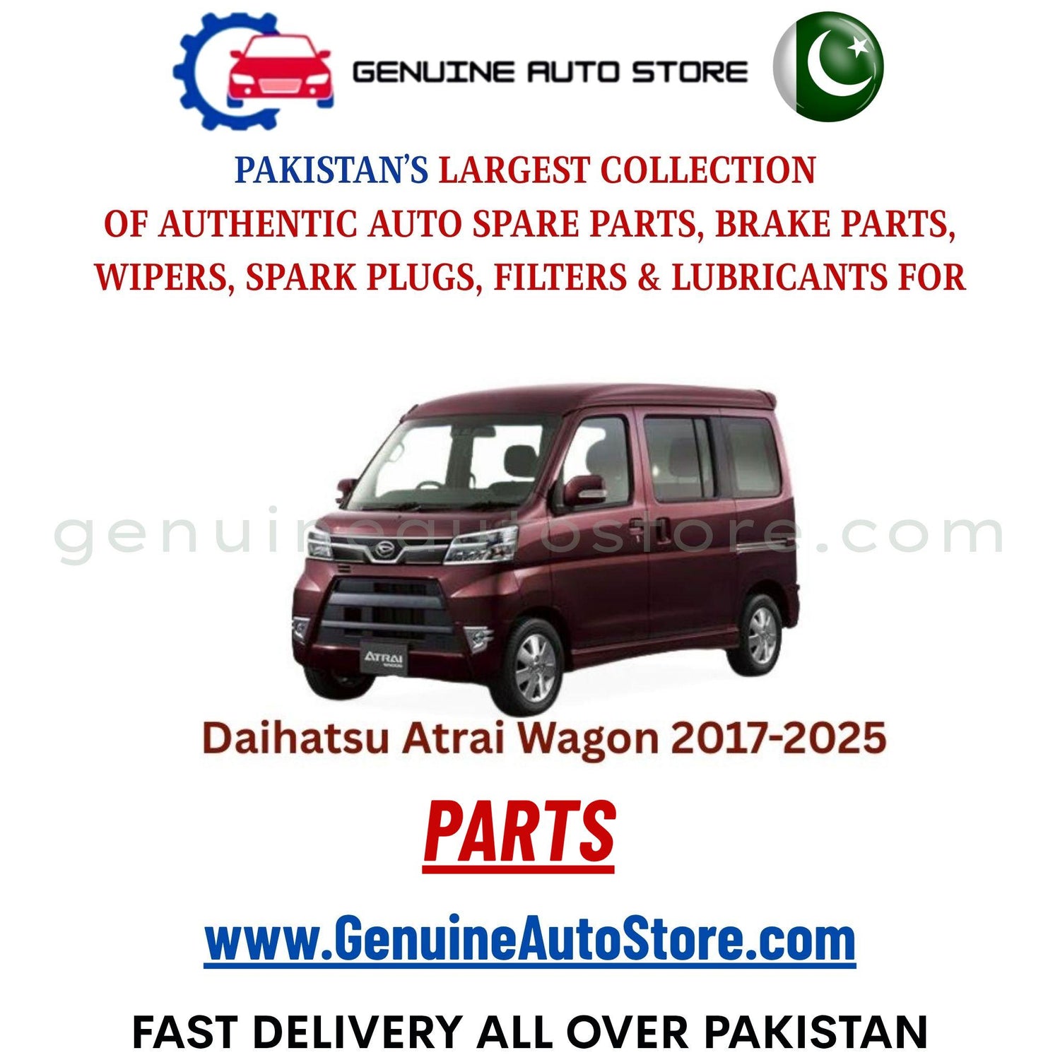 Original DAIHATSU ATRAI WAGON 2017-2025 parts – brake pads, brake shoe, spark plugs, filters, wipers in Pakistan