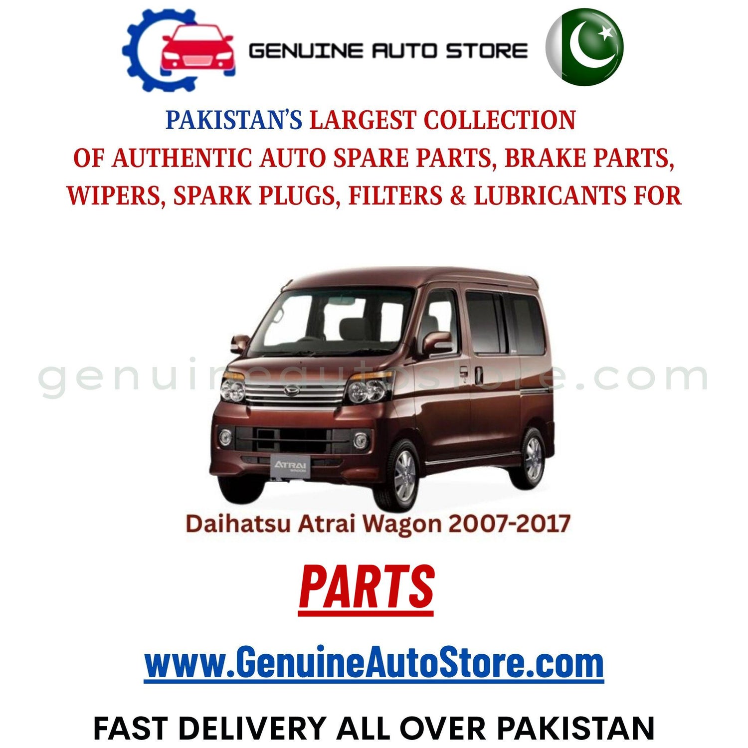 Original DAIHATSU ATRAI WAGON 2007-2017 parts – brake pads, brake shoe, spark plugs, filters, wipers in Pakistan
