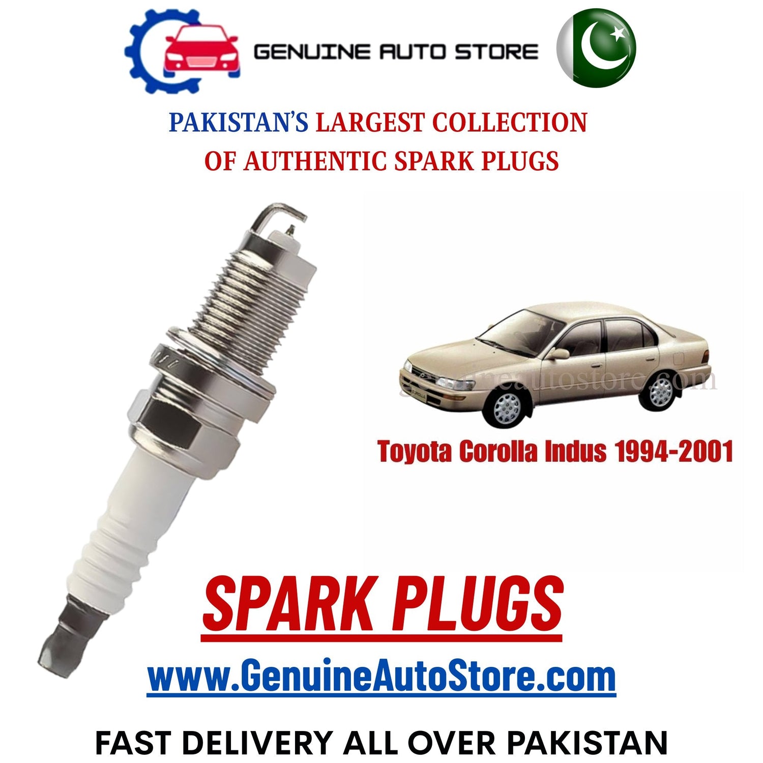 Original Iridium Toyota Corolla Indus 1994-2001 spark plugs in Pakistan