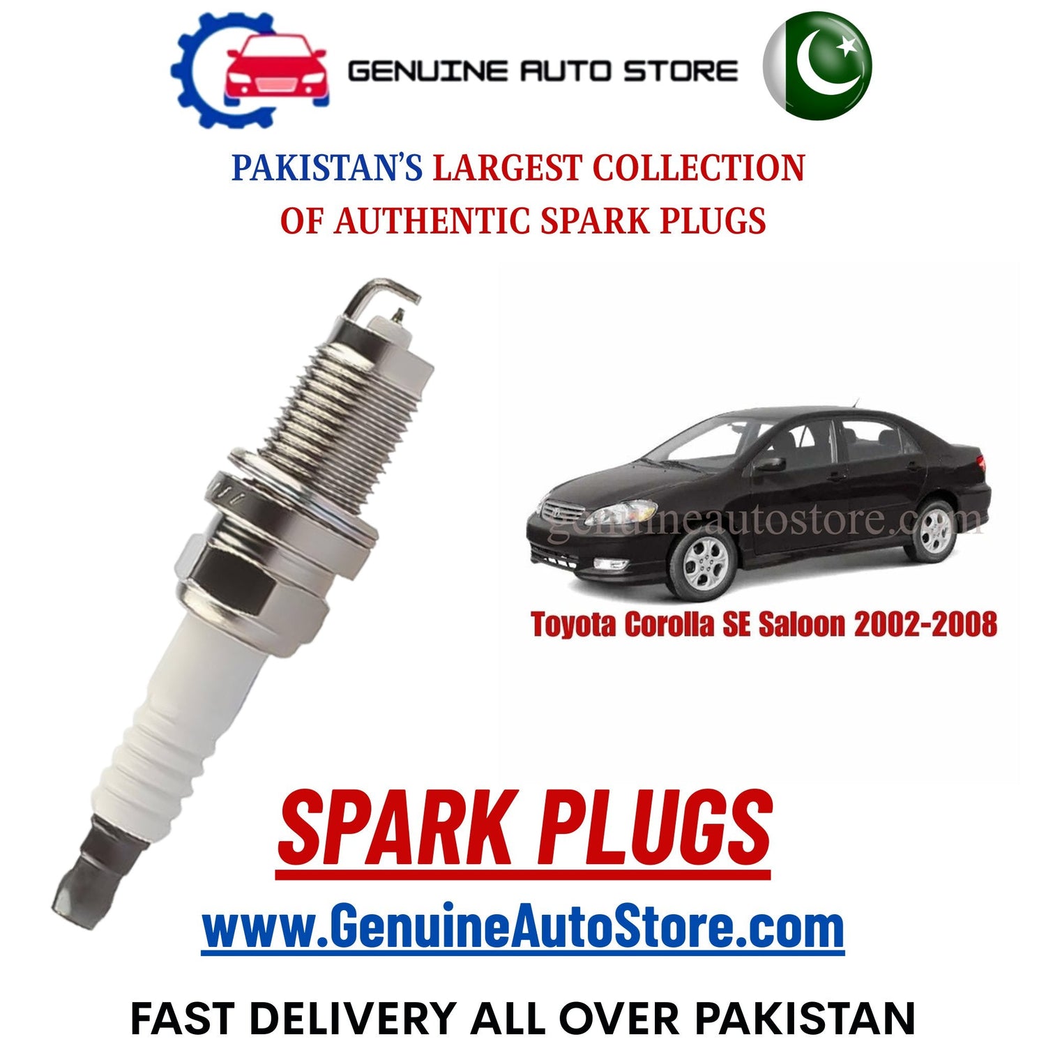 Original Iridium Toyota Corolla SE Saloon 2002-2008 spark plugs in Pakistan