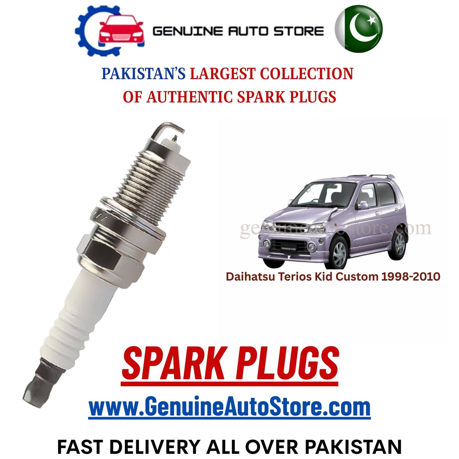 Original Iridium Daihatsu Terios Kid Custom 1998-2010 spark plugs in Pakistan
