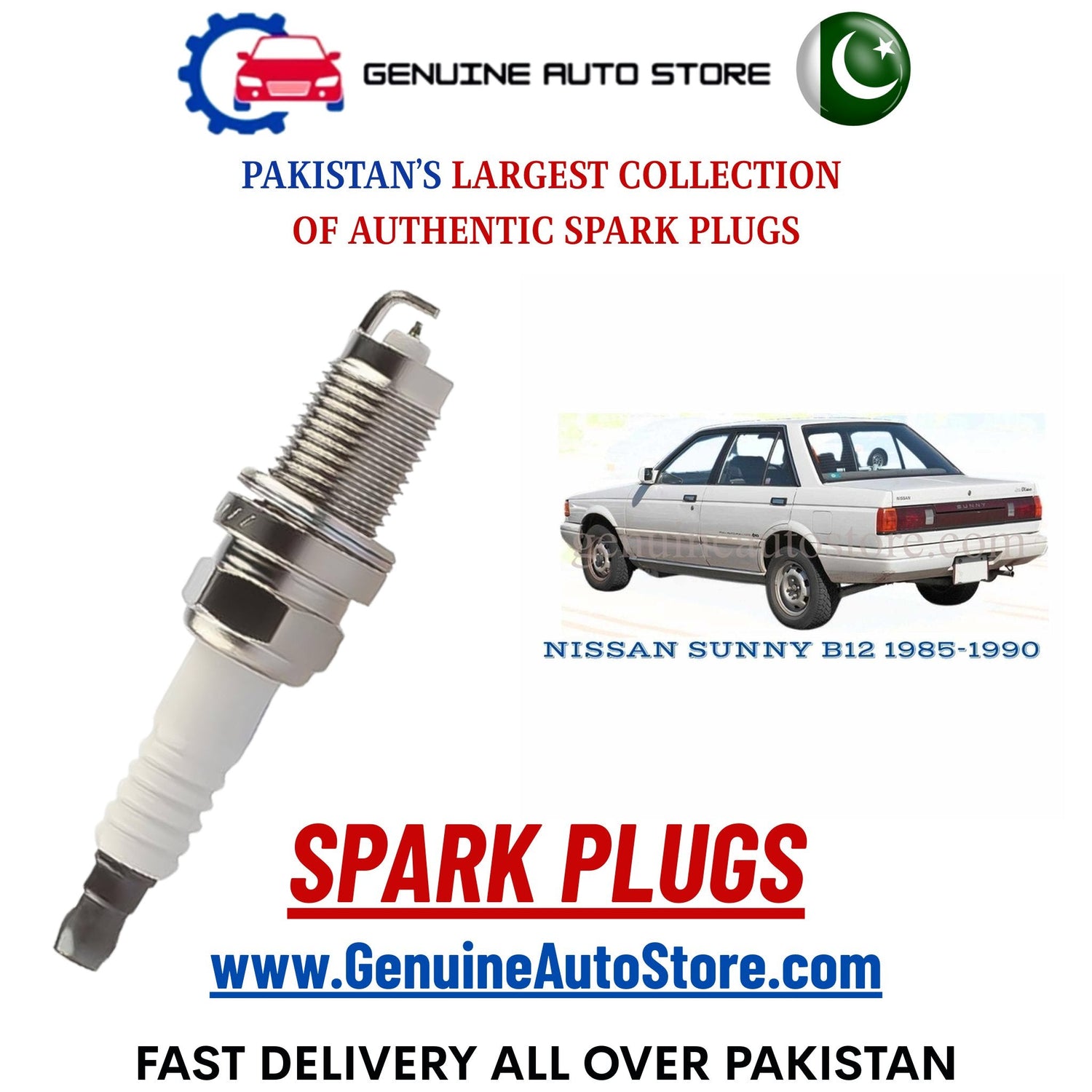 Original Iridium NISSAN SUNNY B12 1985-1990 spark plugs in Pakistan