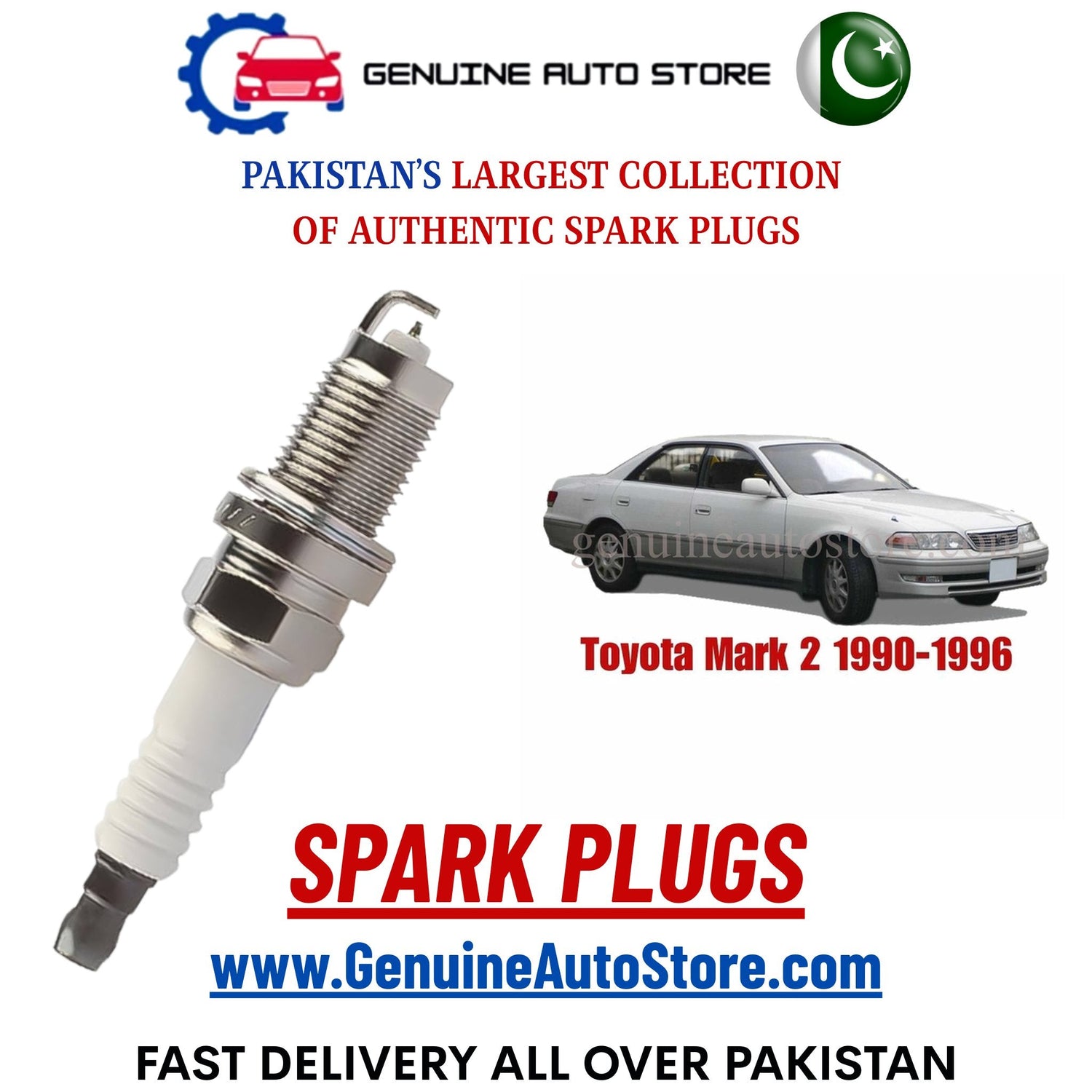 Original Iridium Toyota Mark 2 1990-1996 spark plugs in Pakistan