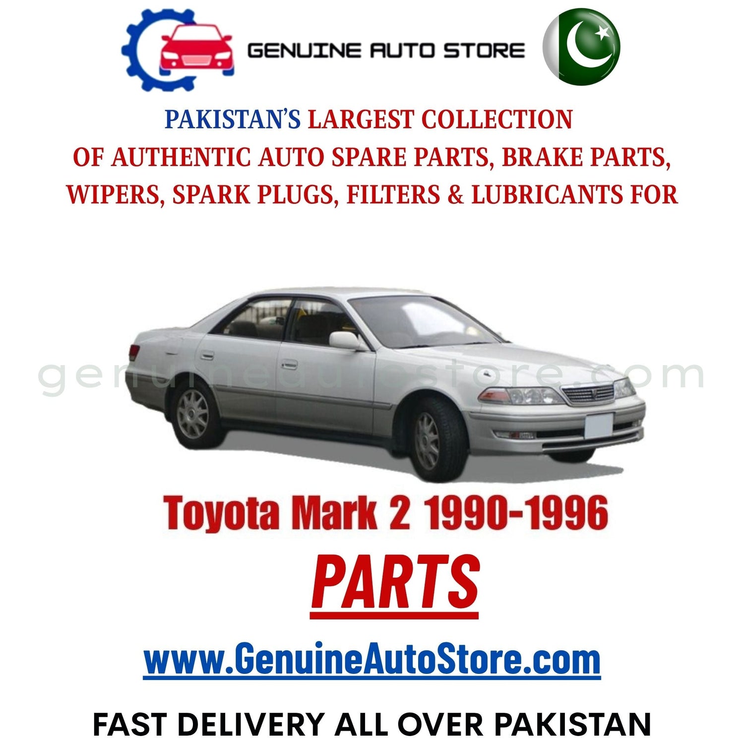 Original Toyota Mark 2 1990-1996 parts – brake pads, brake shoe, spark plugs, filters, wipers in Pakistan