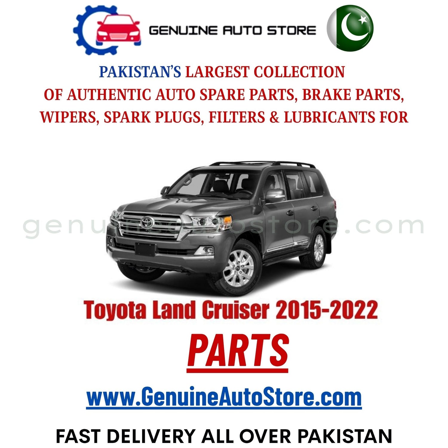 Original Toyota Land Cruiser 2015-2022 parts – brake pads, brake shoe, spark plugs, filters, wipers in Pakistan