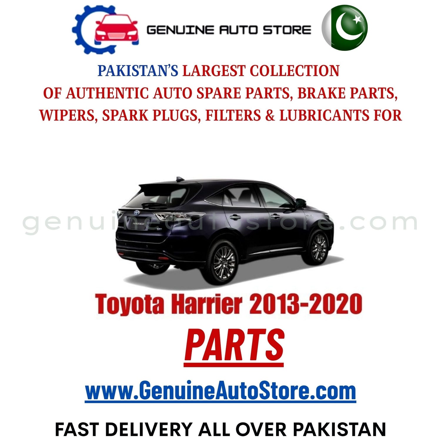 Original Toyota Harrier 2013-2020 parts – brake pads, brake shoe, spark plugs, filters, wipers in Pakistan