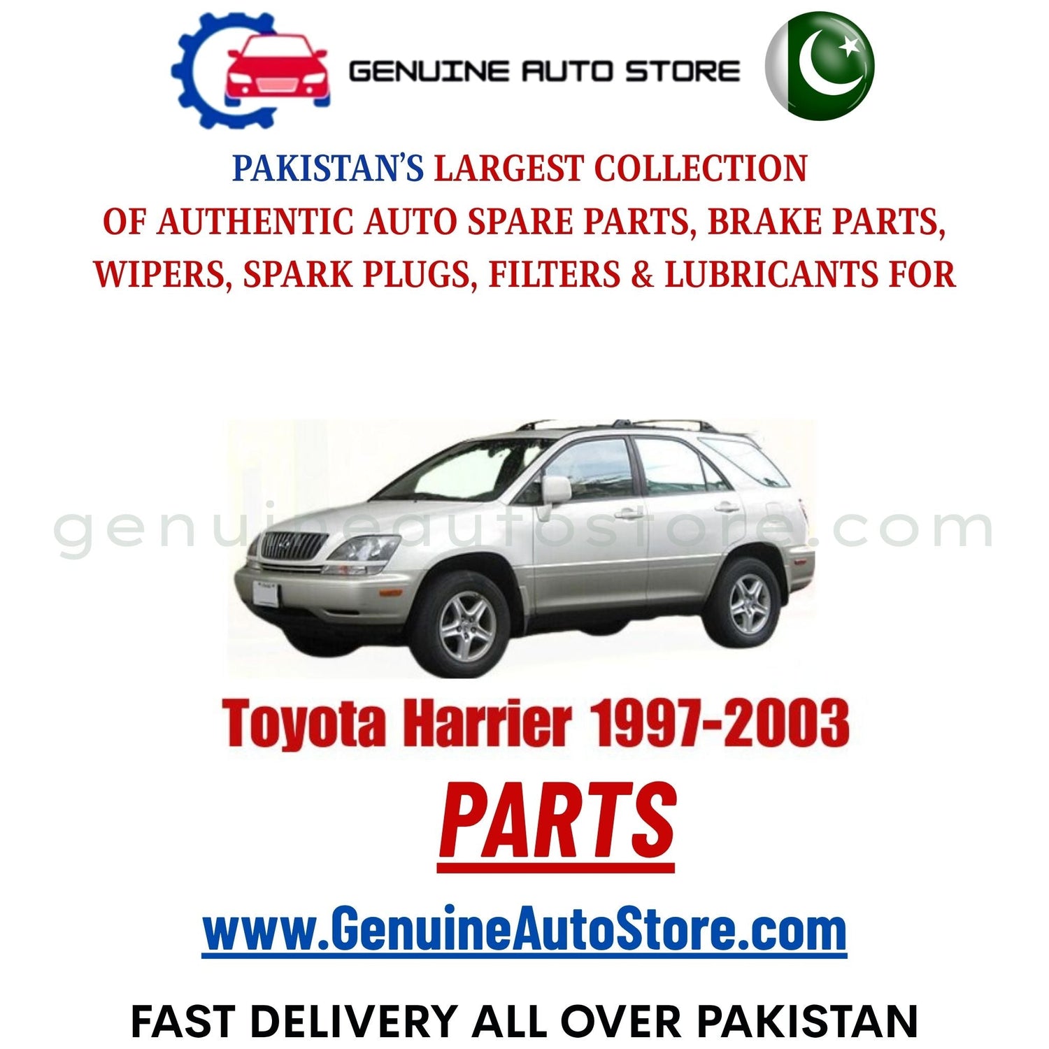 Original Toyota Harrier 1997-2003 parts – brake pads, brake shoe, spark plugs, filters, wipers in Pakistan