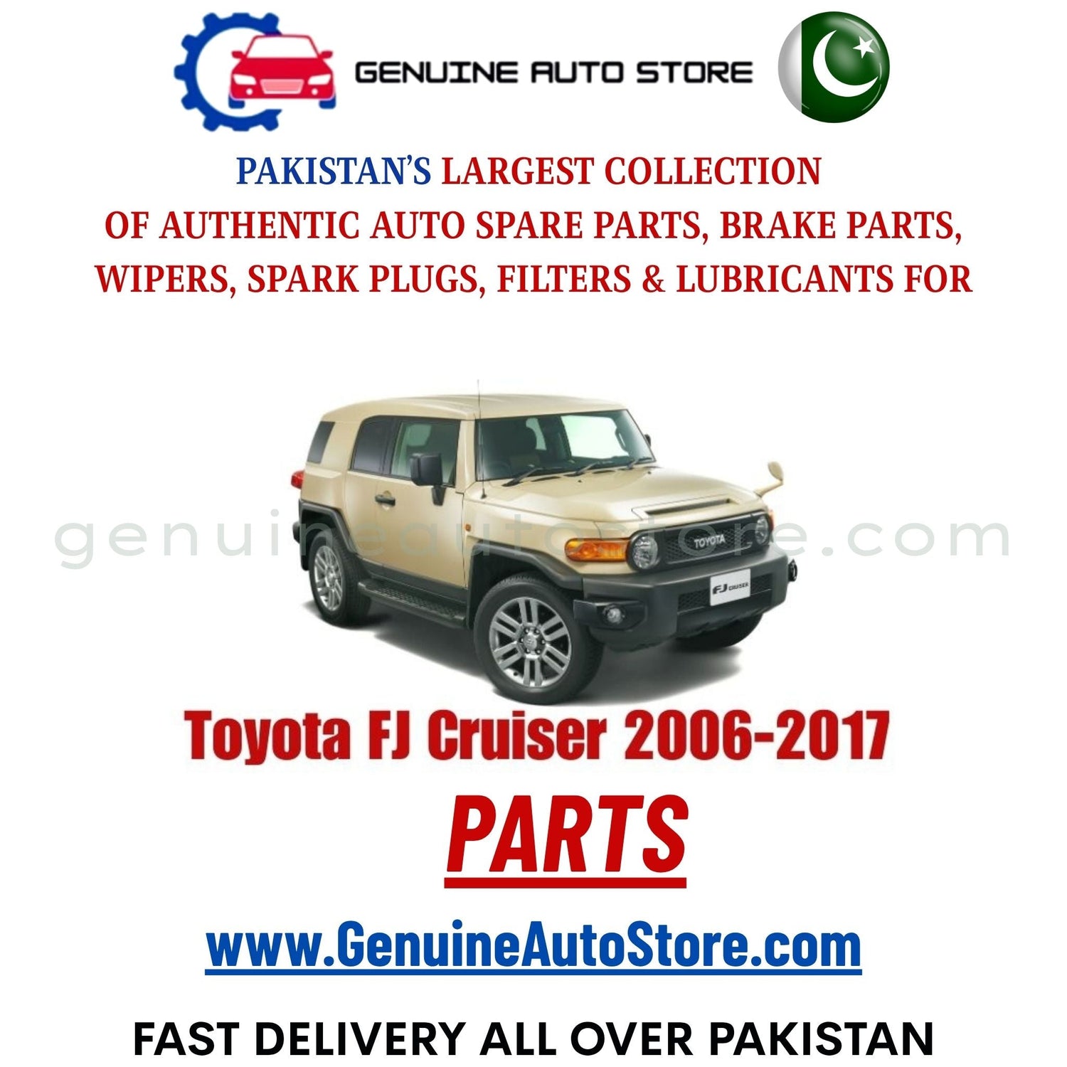 Original Toyota FJ Cruiser 2006-2017 parts – brake pads, brake shoe, spark plugs, filters, wipers in Pakistan
