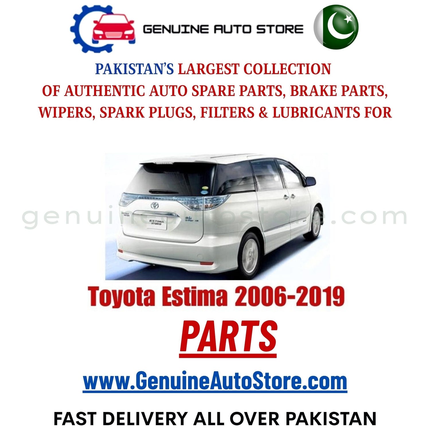 Original Toyota Estima 2006-2019 parts – brake pads, brake shoe, spark plugs, filters, wipers in Pakistan