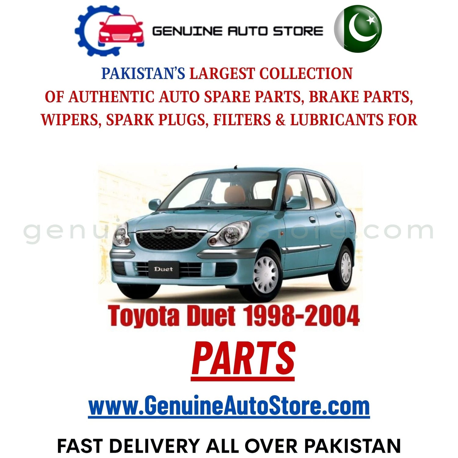 Original Toyota Duet 1998-2004 parts – brake pads, brake shoe, spark plugs, filters, wipers in Pakistan