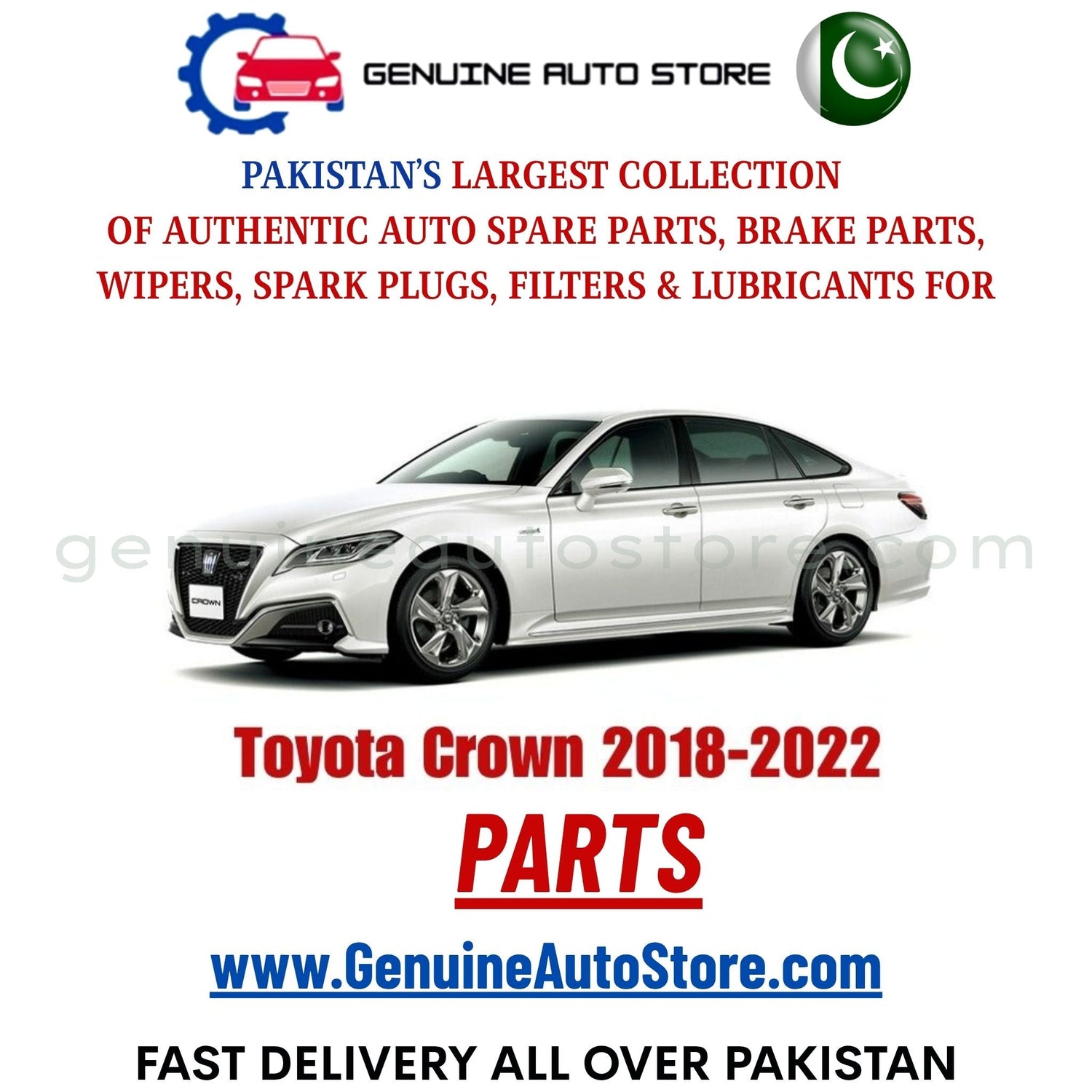 Original Toyota Crown 2018-2022 parts – brake pads, brake shoe, spark plugs, filters, wipers in Pakistan