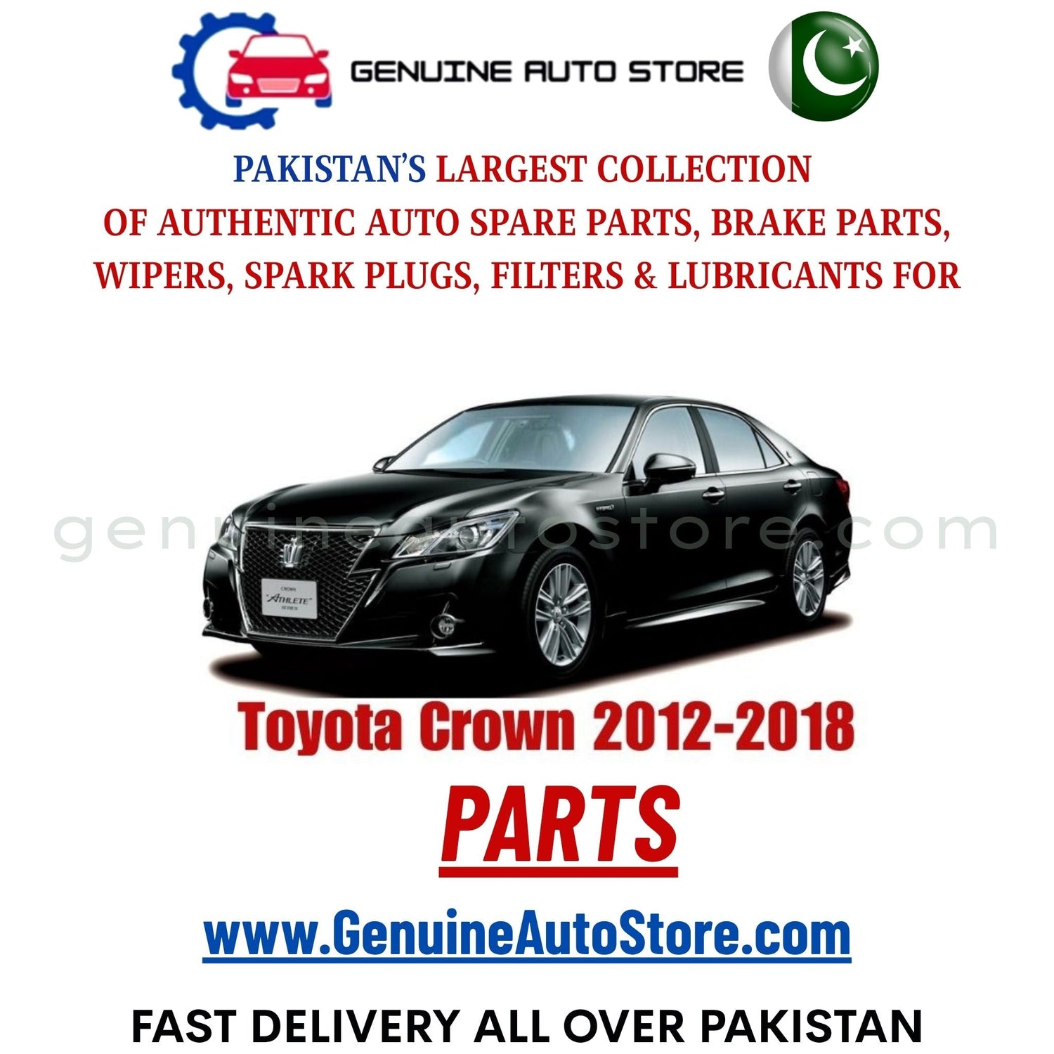 Original Toyota Crown 2012-2018 parts – brake pads, brake shoe, spark plugs, filters, wipers in Pakistan