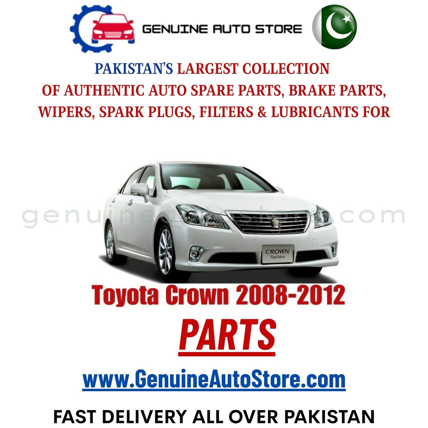Original Toyota Crown 2008-2012 parts – brake pads, brake shoe, spark plugs, filters, wipers in Pakistan