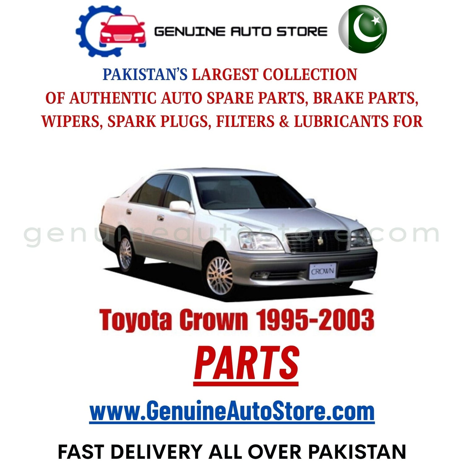 Original Toyota Crown 1995-2003 parts – brake pads, brake shoe, spark plugs, filters, wipers in Pakistan