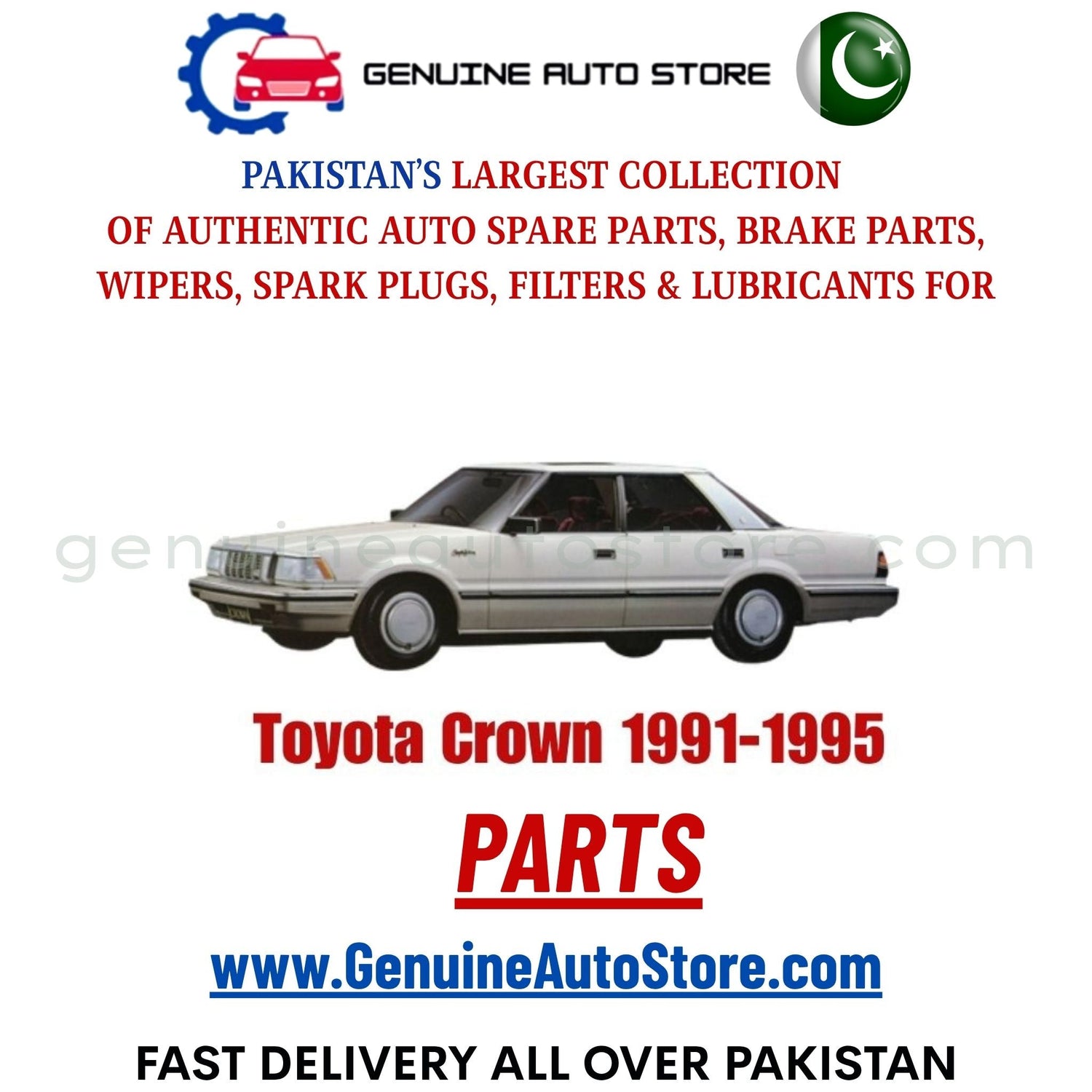 Original Toyota Crown 1991-1995 parts – brake pads, brake shoe, spark plugs, filters, wipers in Pakistan