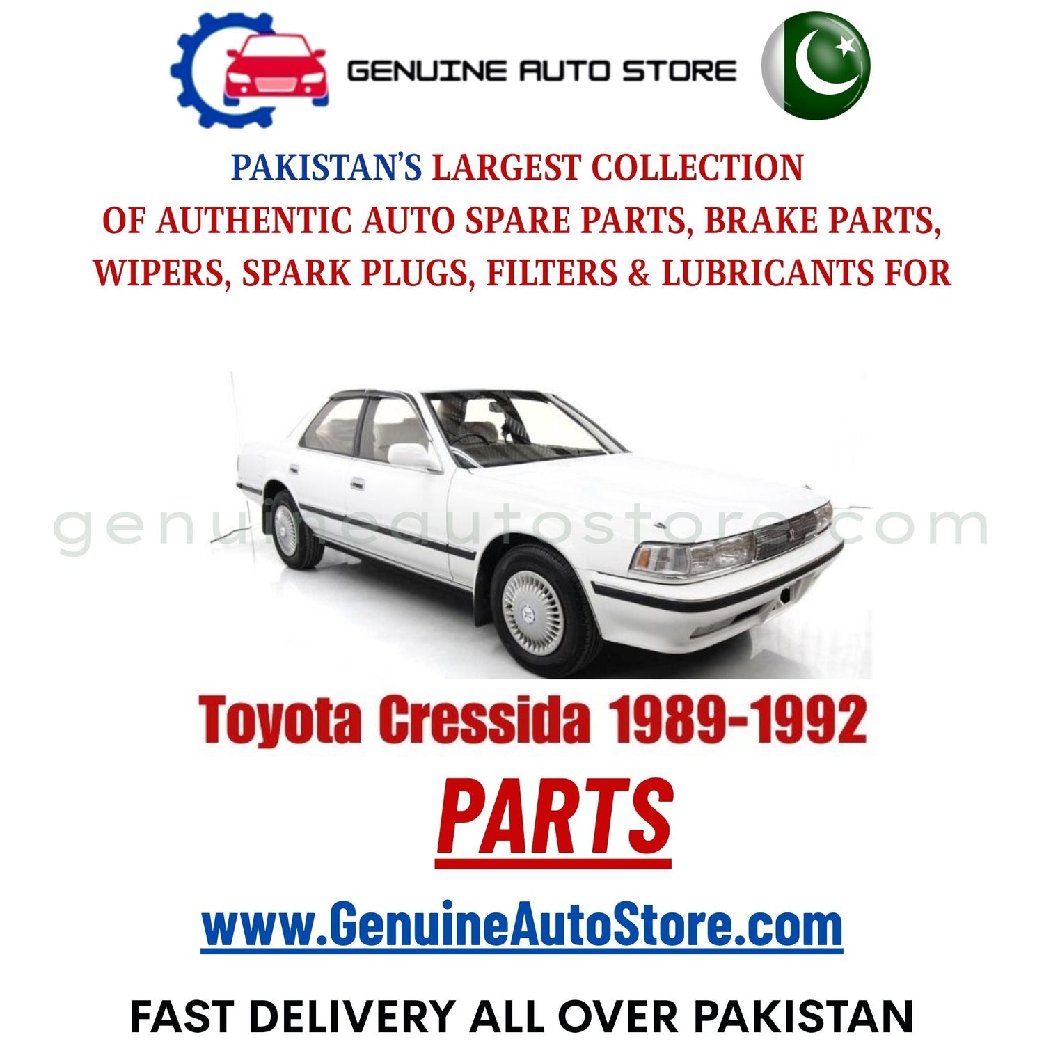 Original Toyota Cressida 1989-1992 parts – brake pads, brake shoe, spark plugs, filters, wipers in Pakistan