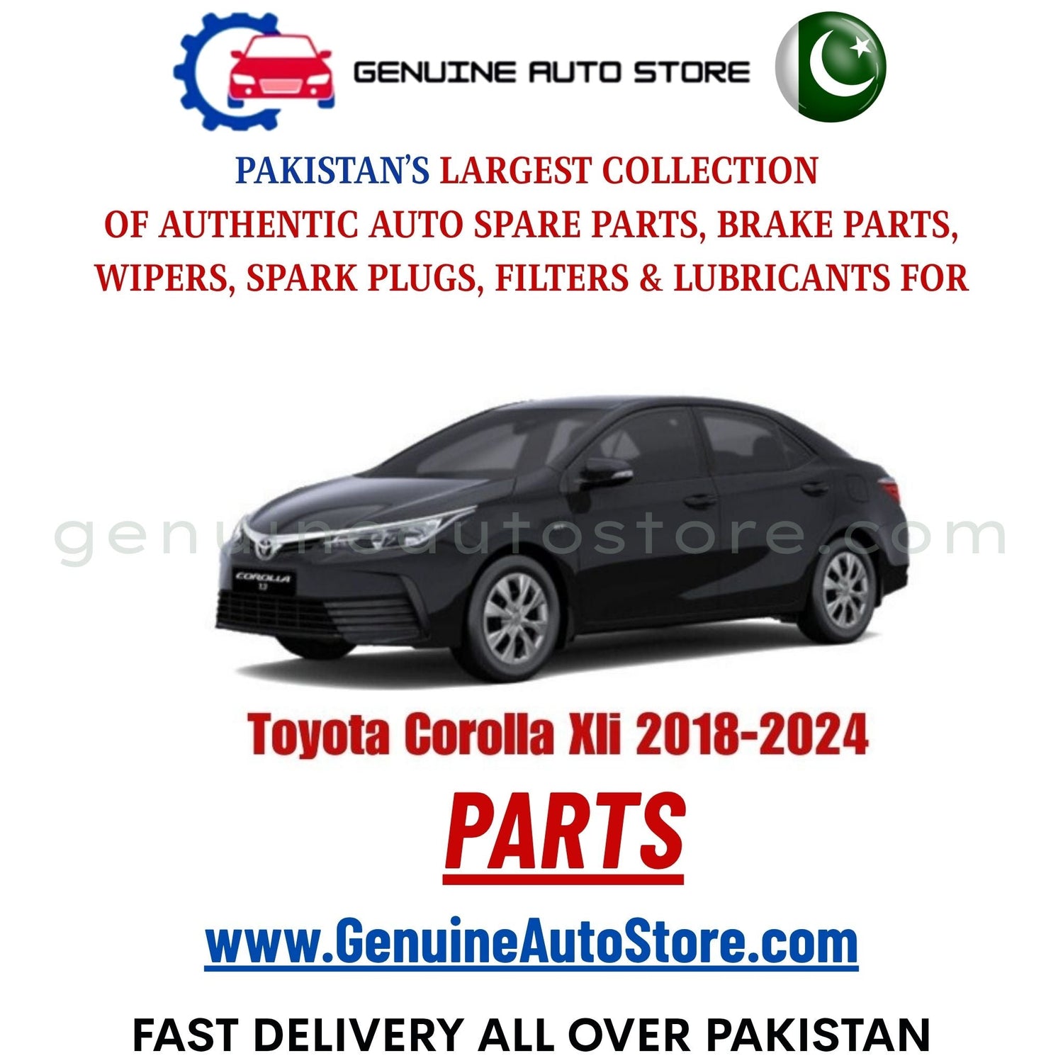 Original Toyota Corolla Xli 2018-2024 parts – brake pads, brake shoe, spark plugs, filters, wipers in Pakistan