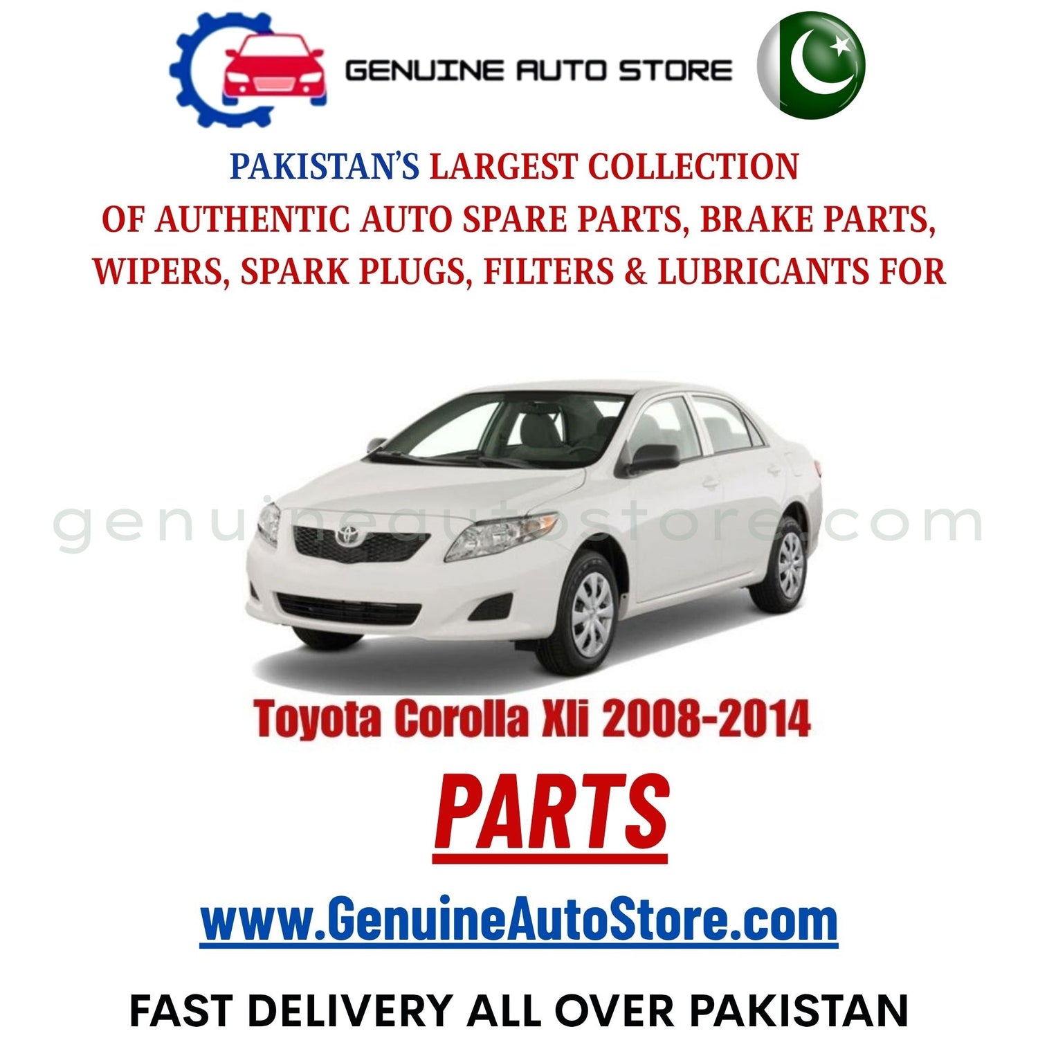 Original Toyota Corolla Xli 2008-2014 parts – brake pads, brake shoe, spark plugs, filters, wipers in Pakistan