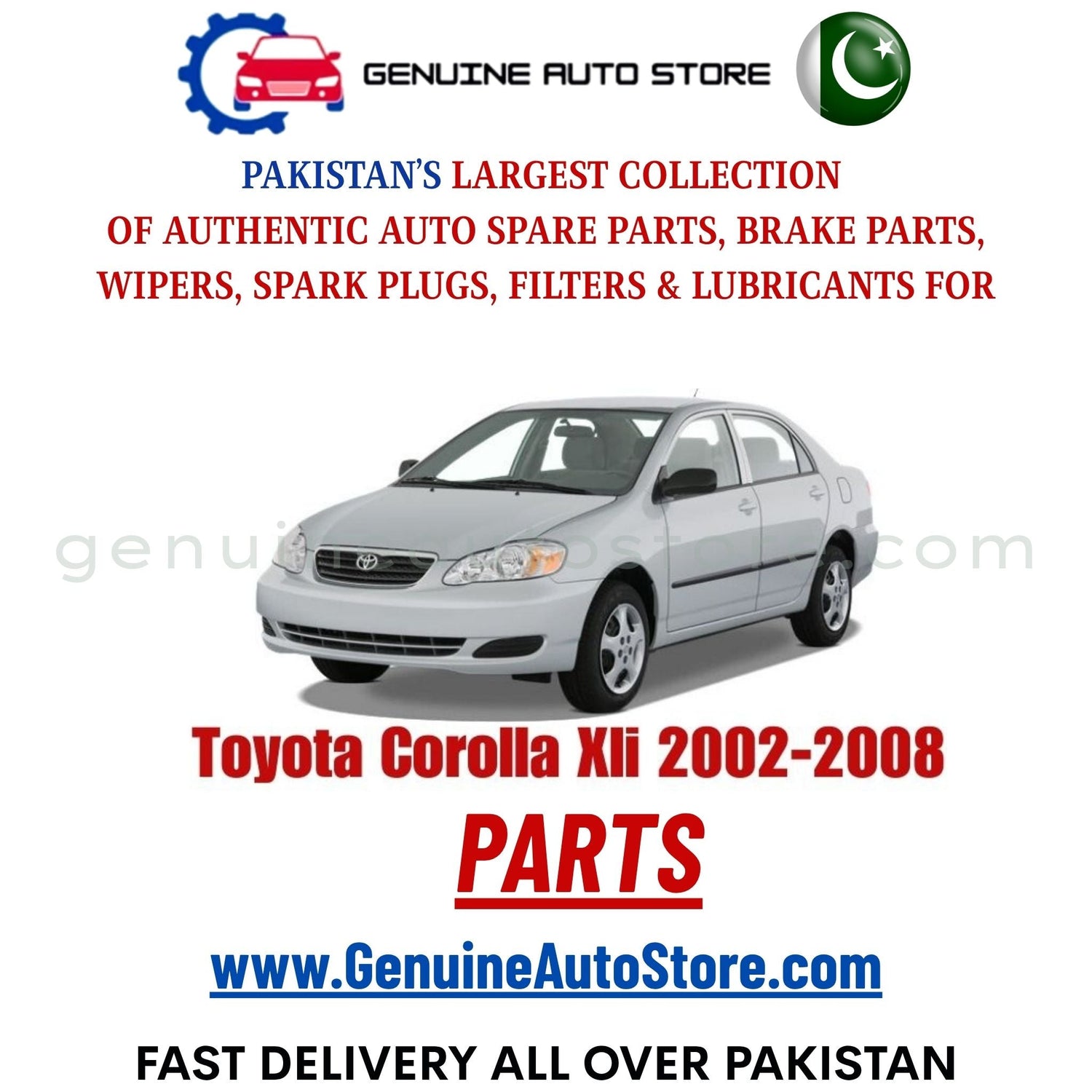 Original Toyota Corolla Xli 2002-2008 parts – brake pads, brake shoe, spark plugs, filters, wipers in Pakistan