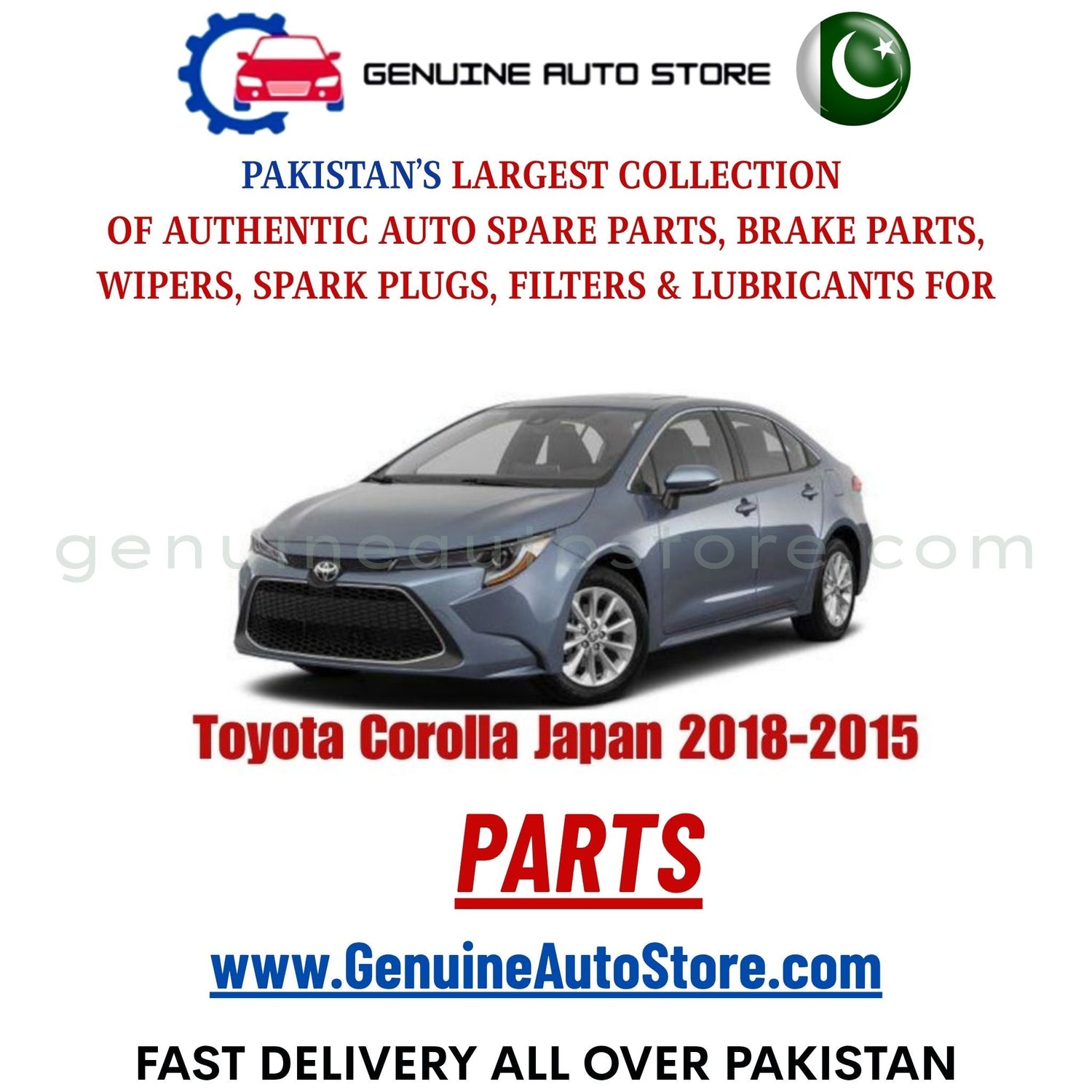 Original Toyota Corolla Japan 2018-2015 parts – brake pads, brake shoe, spark plugs, filters, wipers in Pakistan