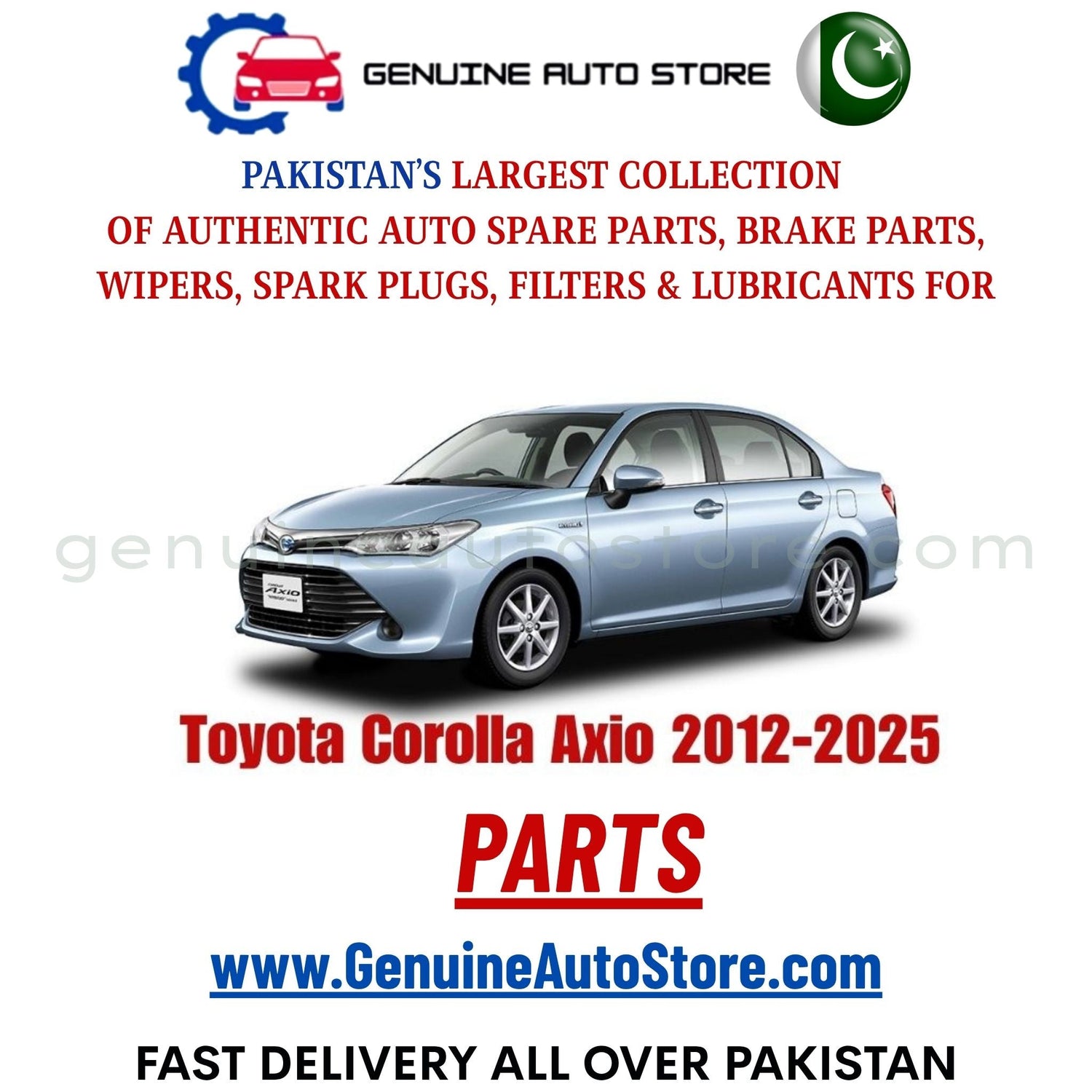 Original Toyota Corolla Axio 2012-2025 parts – brake pads, brake shoe, spark plugs, filters, wipers in Pakistan