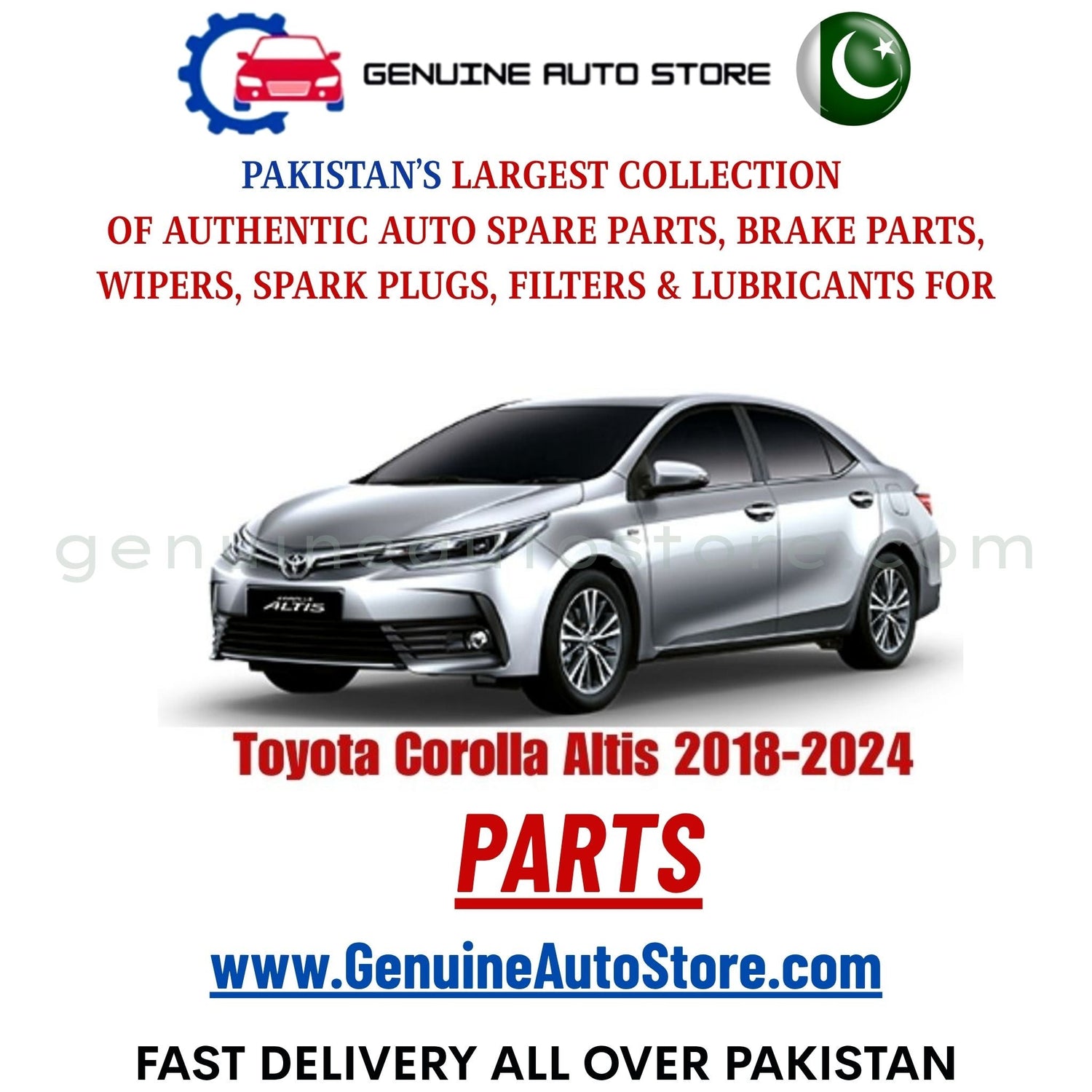 Original Toyota Corolla Altis 2018-2024 parts – brake pads, brake shoe, spark plugs, filters, wipers in Pakistan
