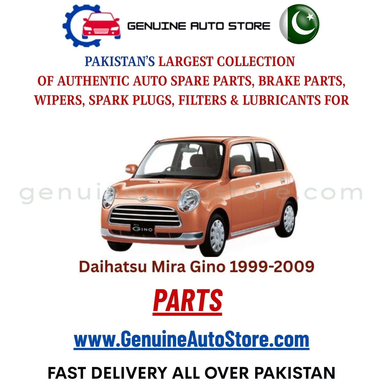Original DAIHATSU MIRA GINO 1999-2009 parts – brake pads, brake shoe, spark plugs, filters, wipers in Pakistan