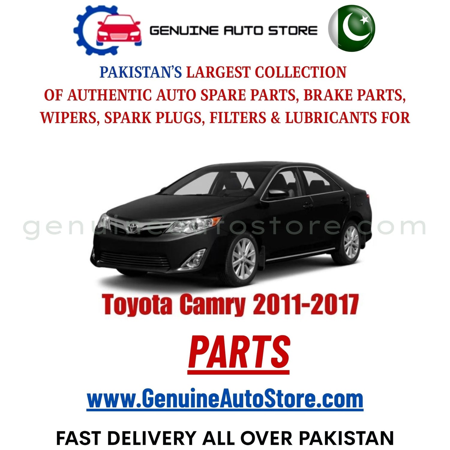 Original Toyota Camry 2011-2017 parts – brake pads, brake shoe, spark plugs, filters, wipers in Pakistan