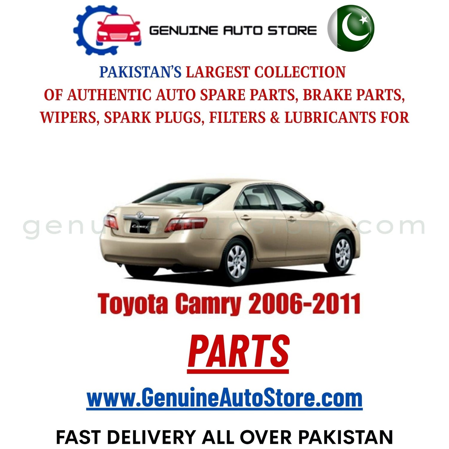 Original Toyota Camry 2006-2011 parts – brake pads, brake shoe, spark plugs, filters, wipers in Pakistan