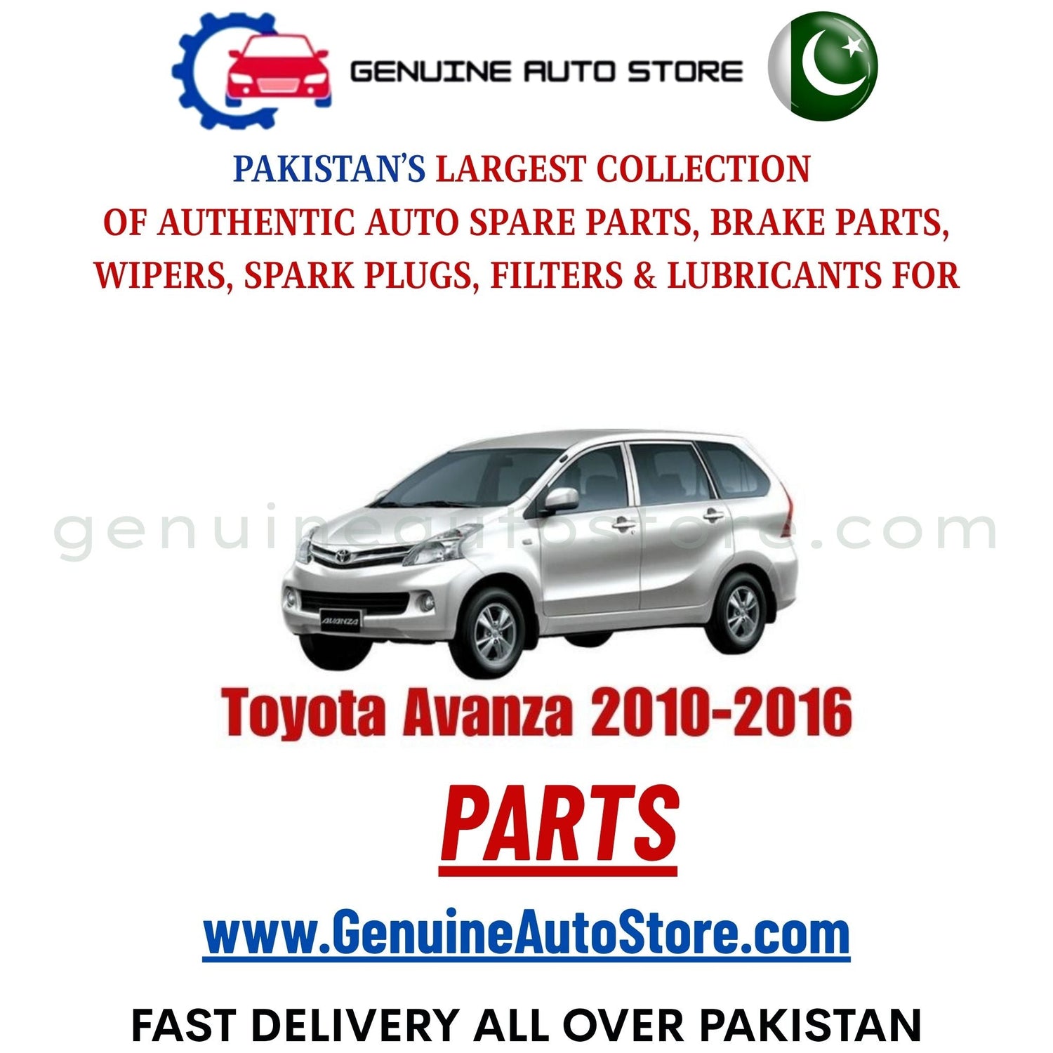 Original Toyota Avanza 2010-2016 parts – brake pads, brake shoe, spark plugs, filters, wipers in Pakistan