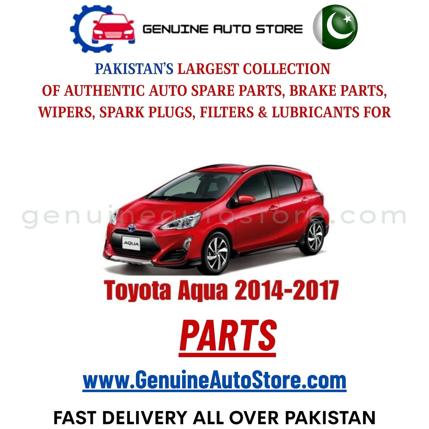 Original Toyota Aqua 2014-2017 parts – brake pads, brake shoe, spark plugs, filters, wipers in Pakistan