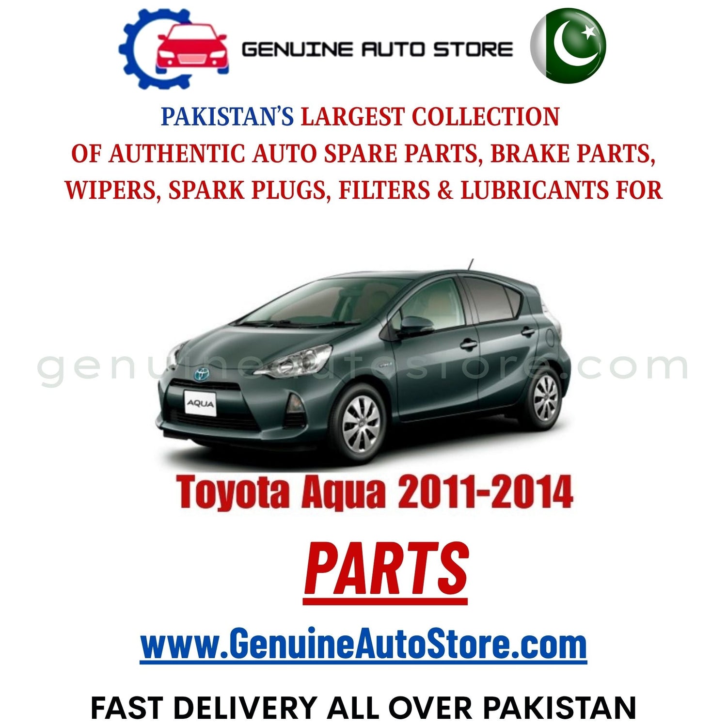 Original Toyota Aqua 2011-2014 parts – brake pads, brake shoe, spark plugs, filters, wipers in Pakistan