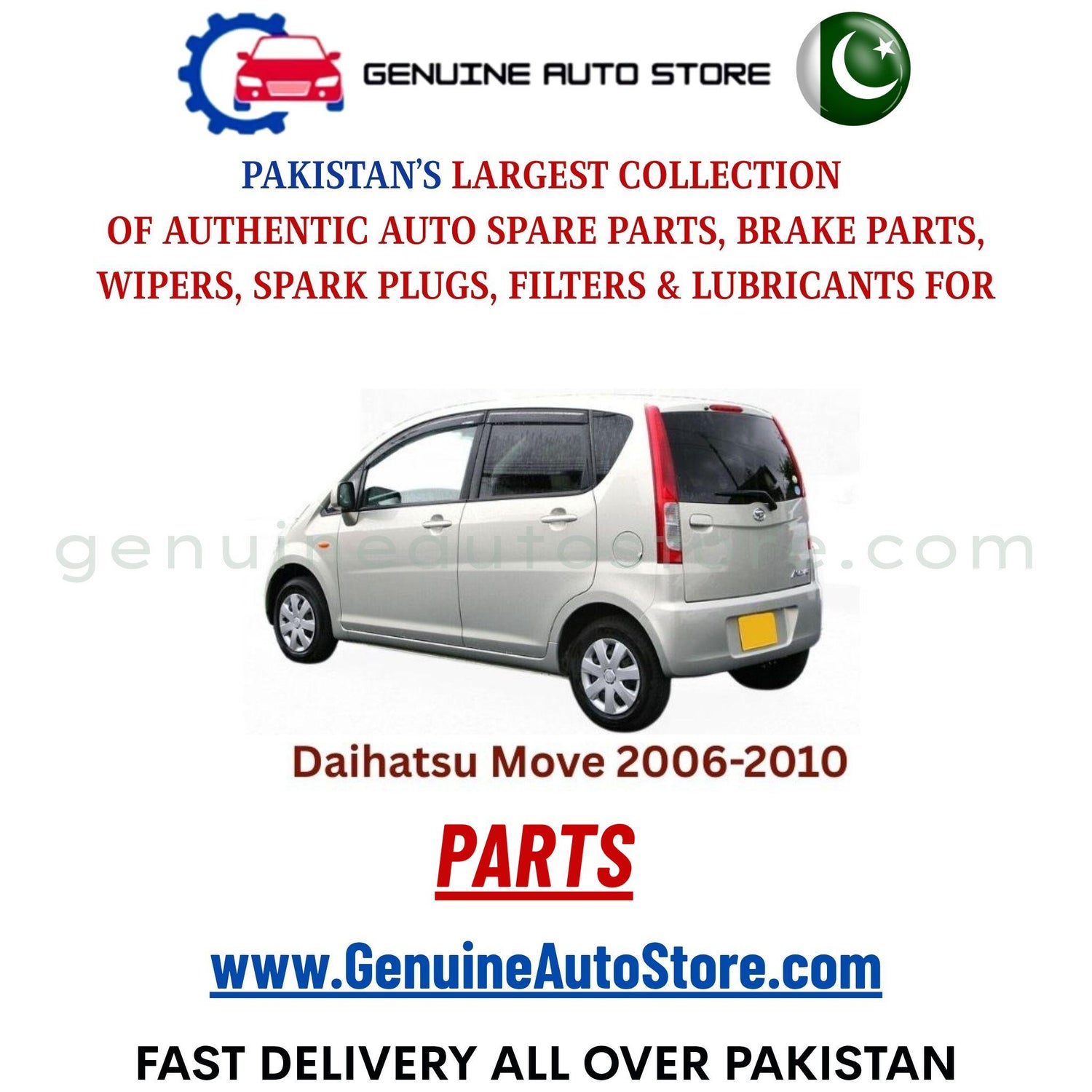 Original DAIHATSU MOVE 2006-2010 parts – brake pads, brake shoe, spark plugs, filters, wipers in Pakistan